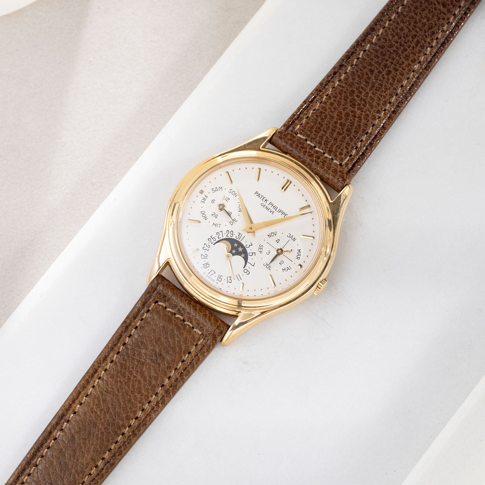 Strap for Patek Philippe 3940 Perpetual – Burnished Tobacco Brown Calfskin