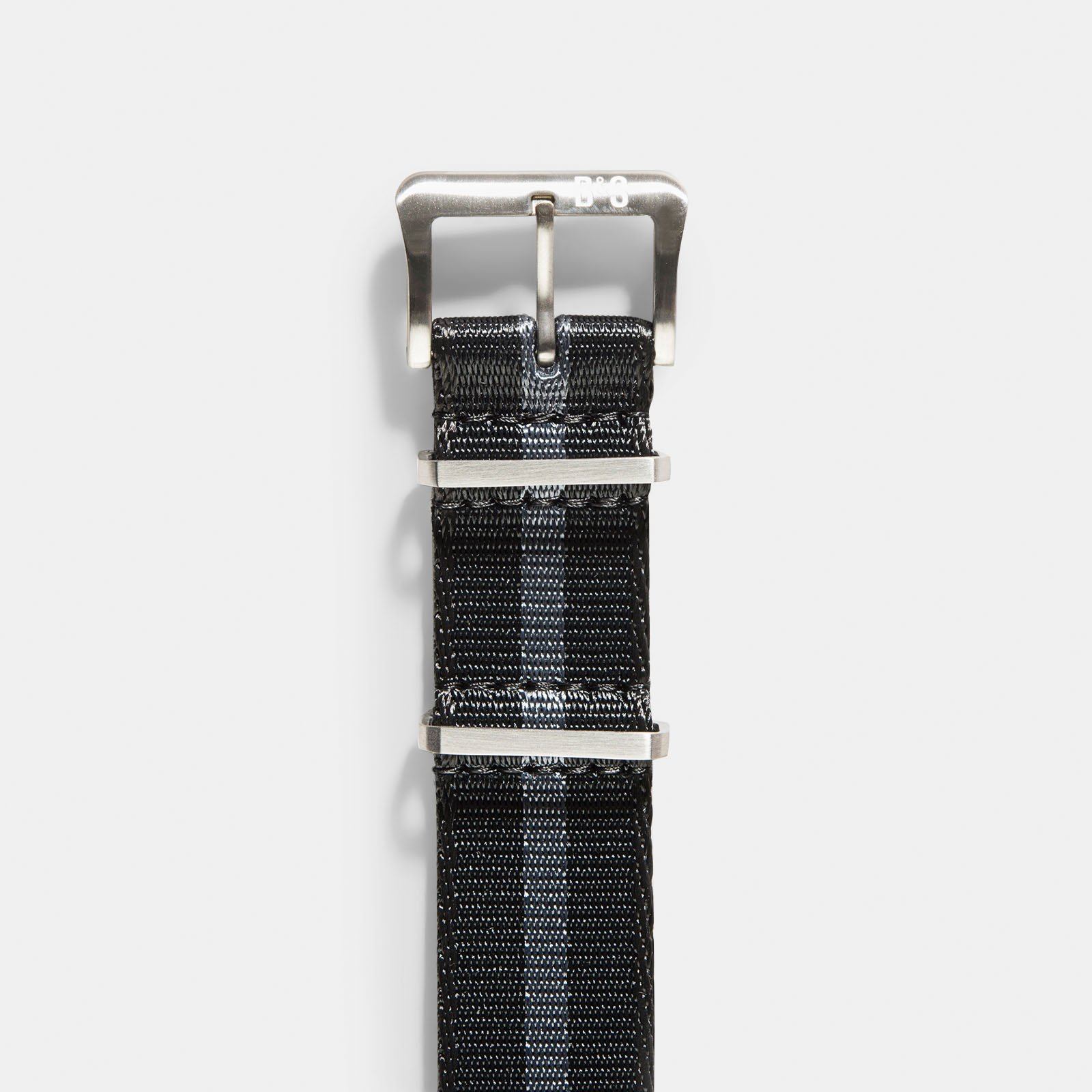 Strap for IWC Flieger Chronograph - Nylon Single Pass Black Striped (20mm)