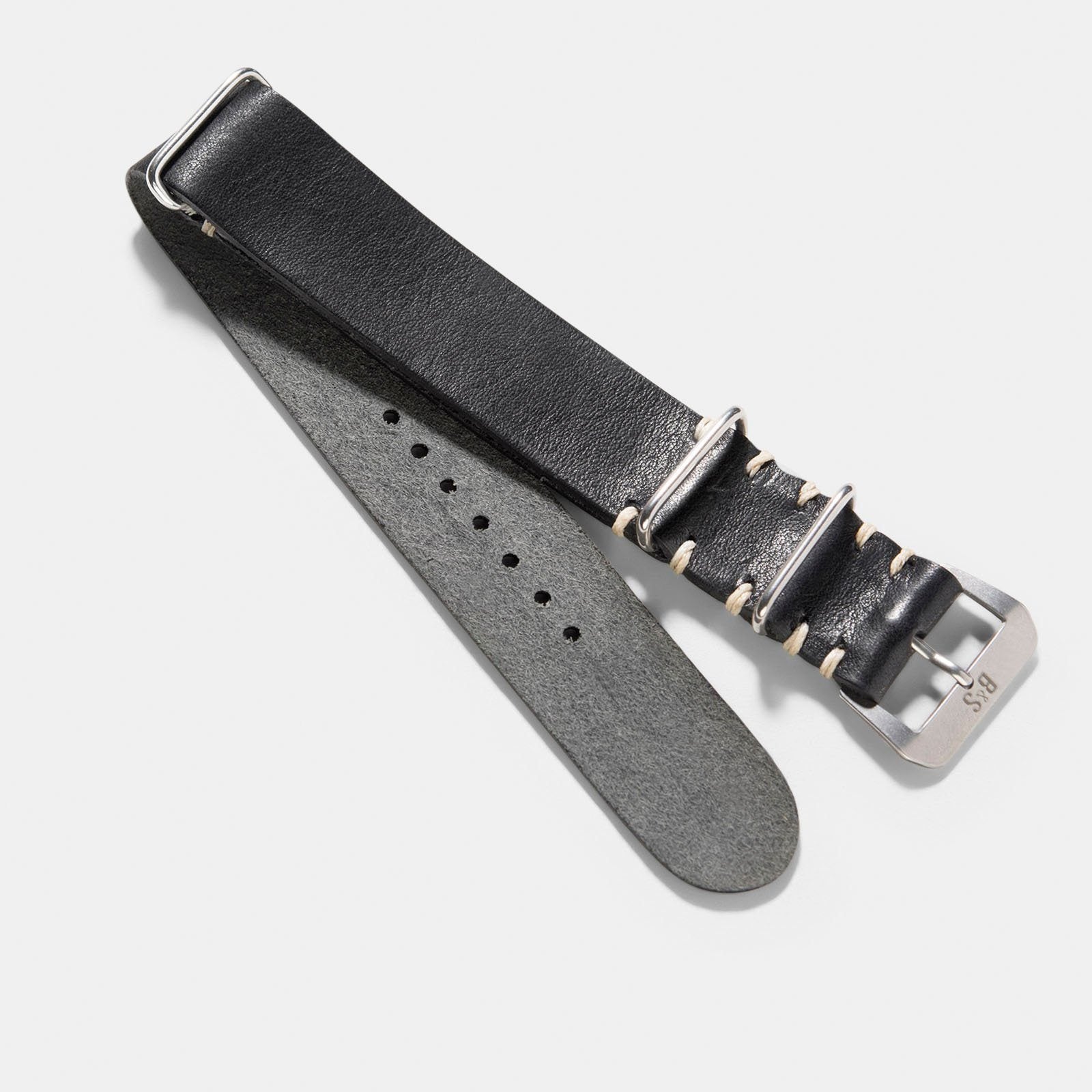 Strap for IWC Flieger Chronograph - Black Single Pass Leather (20mm)