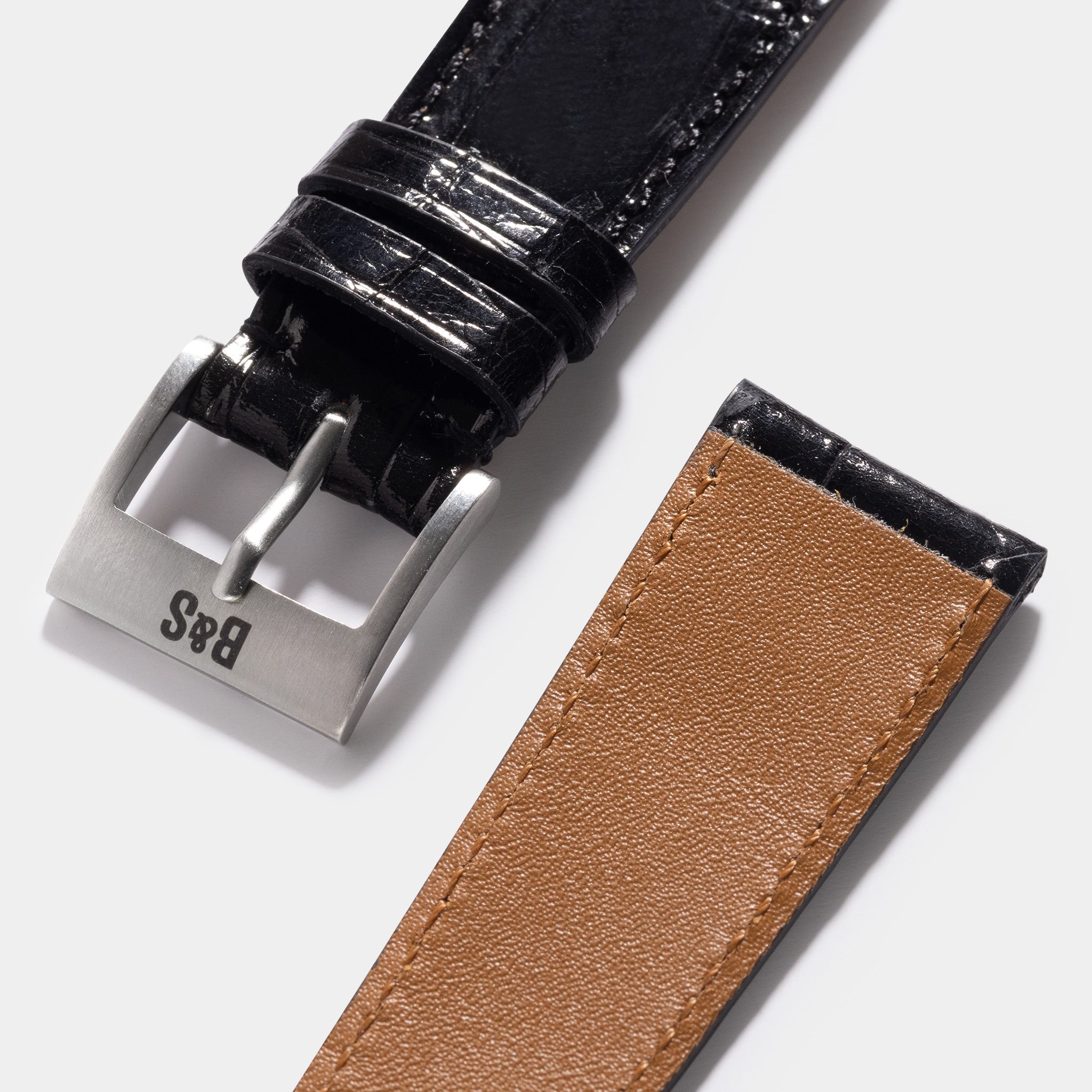Supreme Alligator Brilliant Black Leather Watch Strap