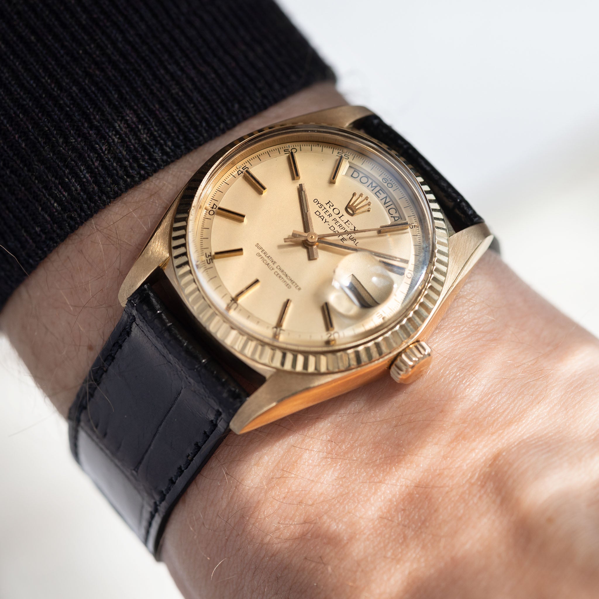 Supreme Alligator Brilliant Black Leather Watch Strap