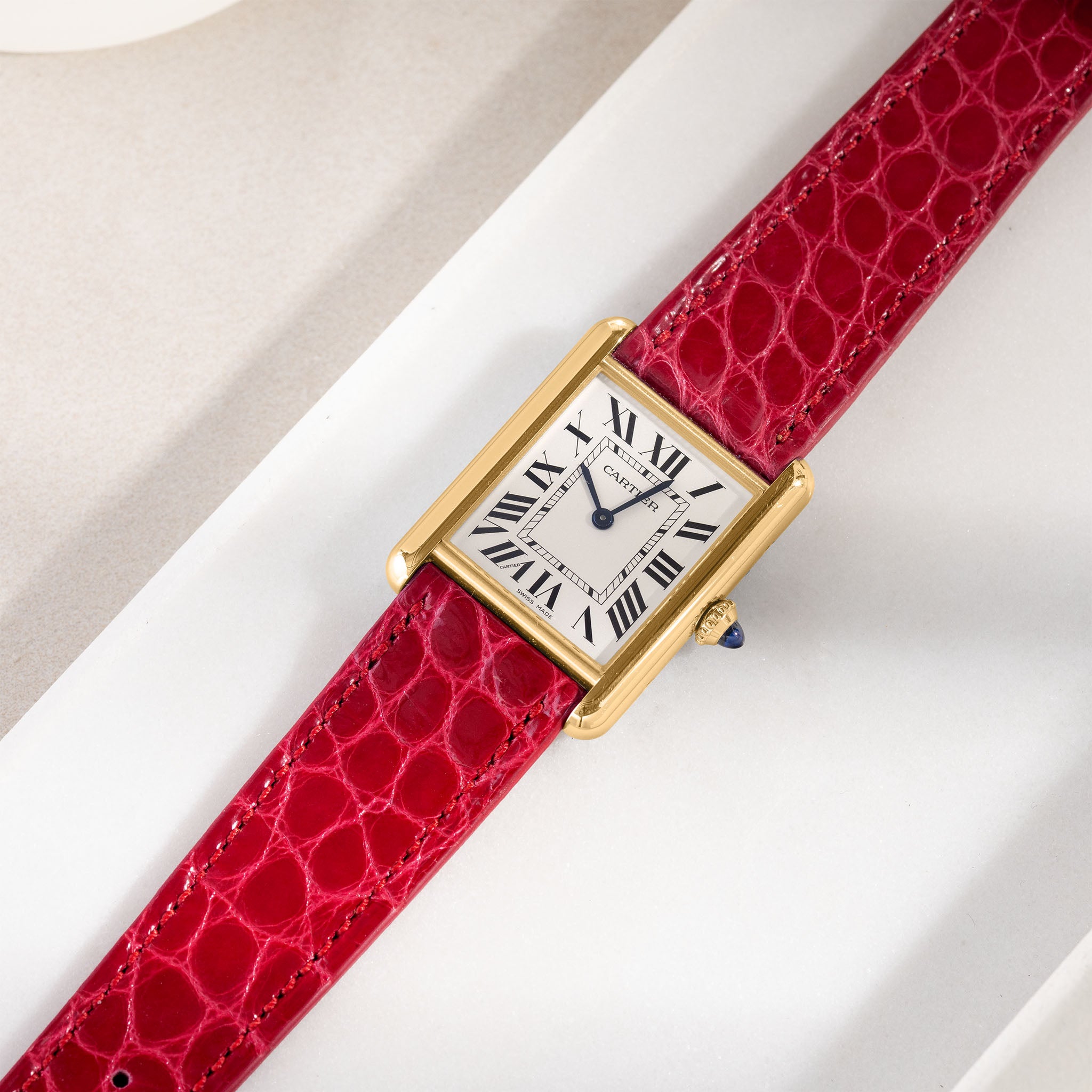 Red Alligator Leather Watch Strap