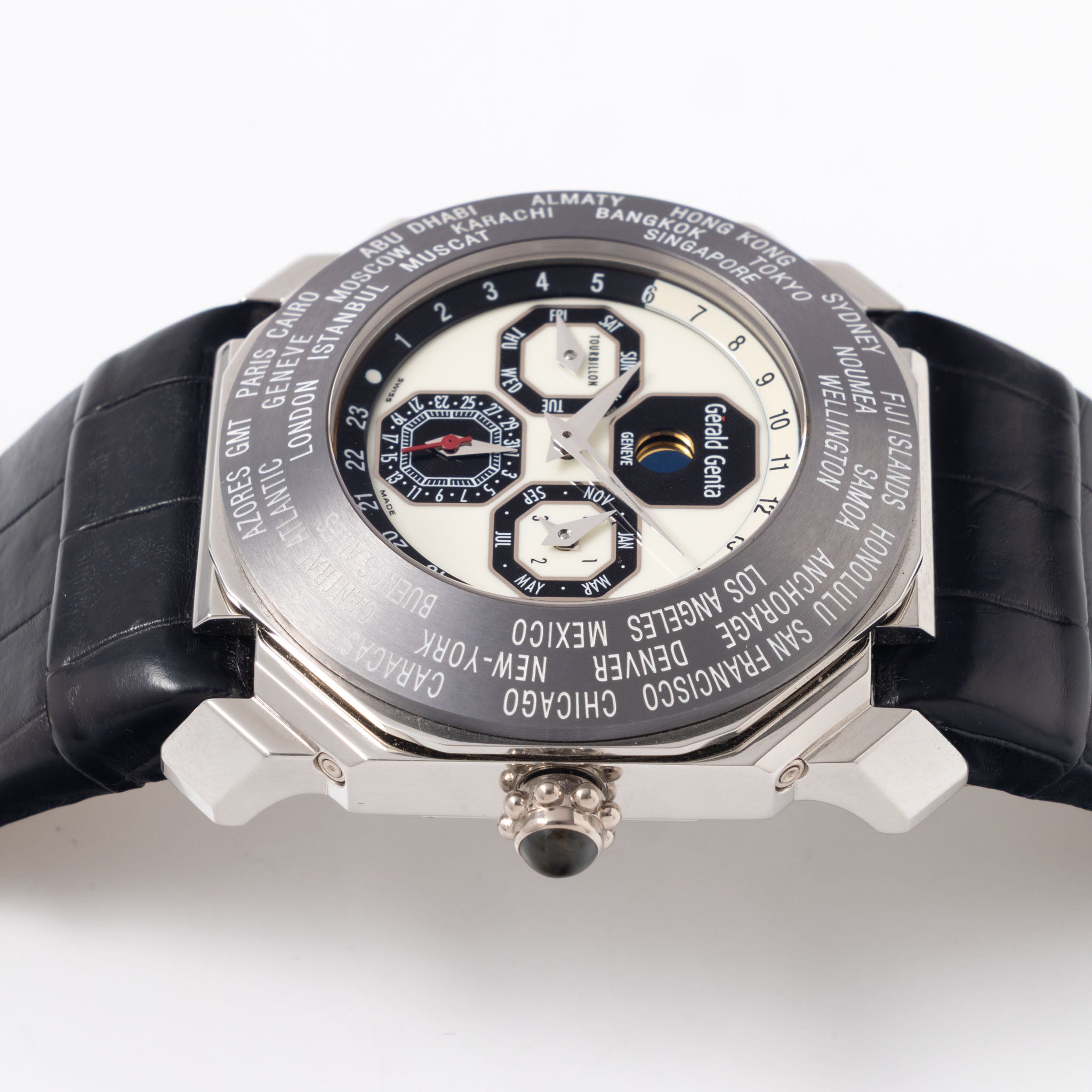 Gérald Genta Octo Perpetual Calendar , Moonphase , World time, GMT,Tourbilion in platinum / tantalum ref OTW.76