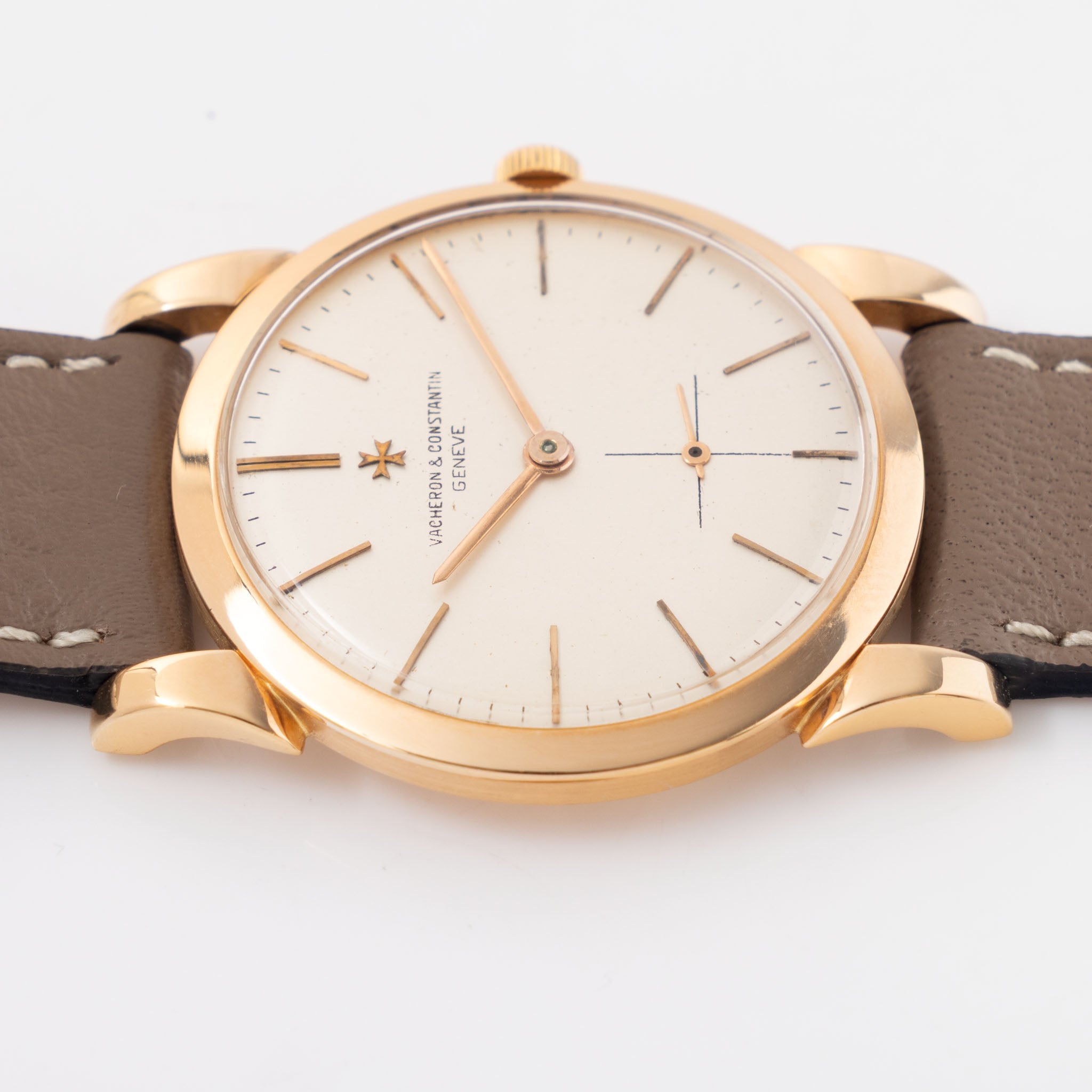 Vacheron Constantin 18 k rose gold scroll lug Dresswatch cream dial ref 6030