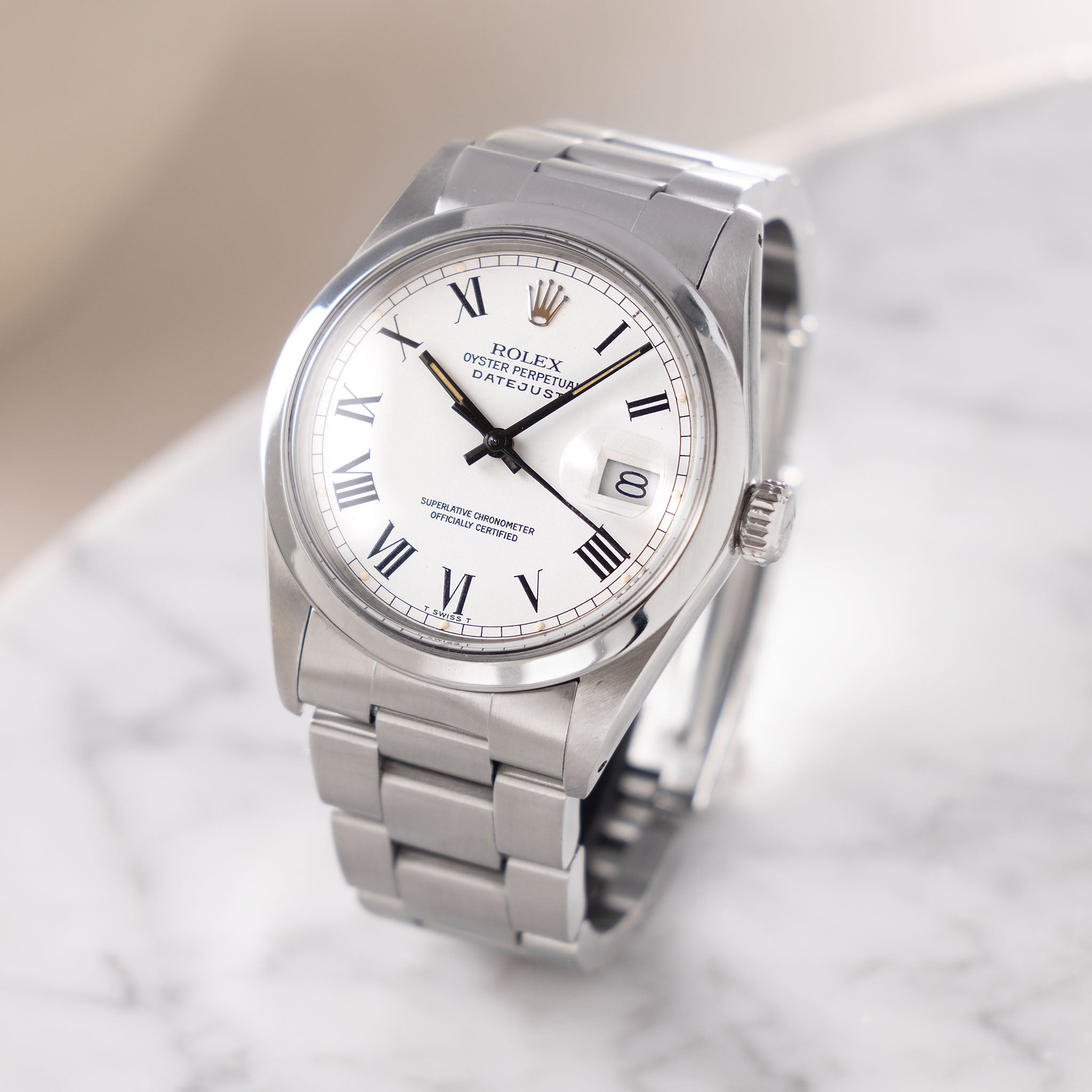 Rolex Datejust white Buckley dial ref 16000