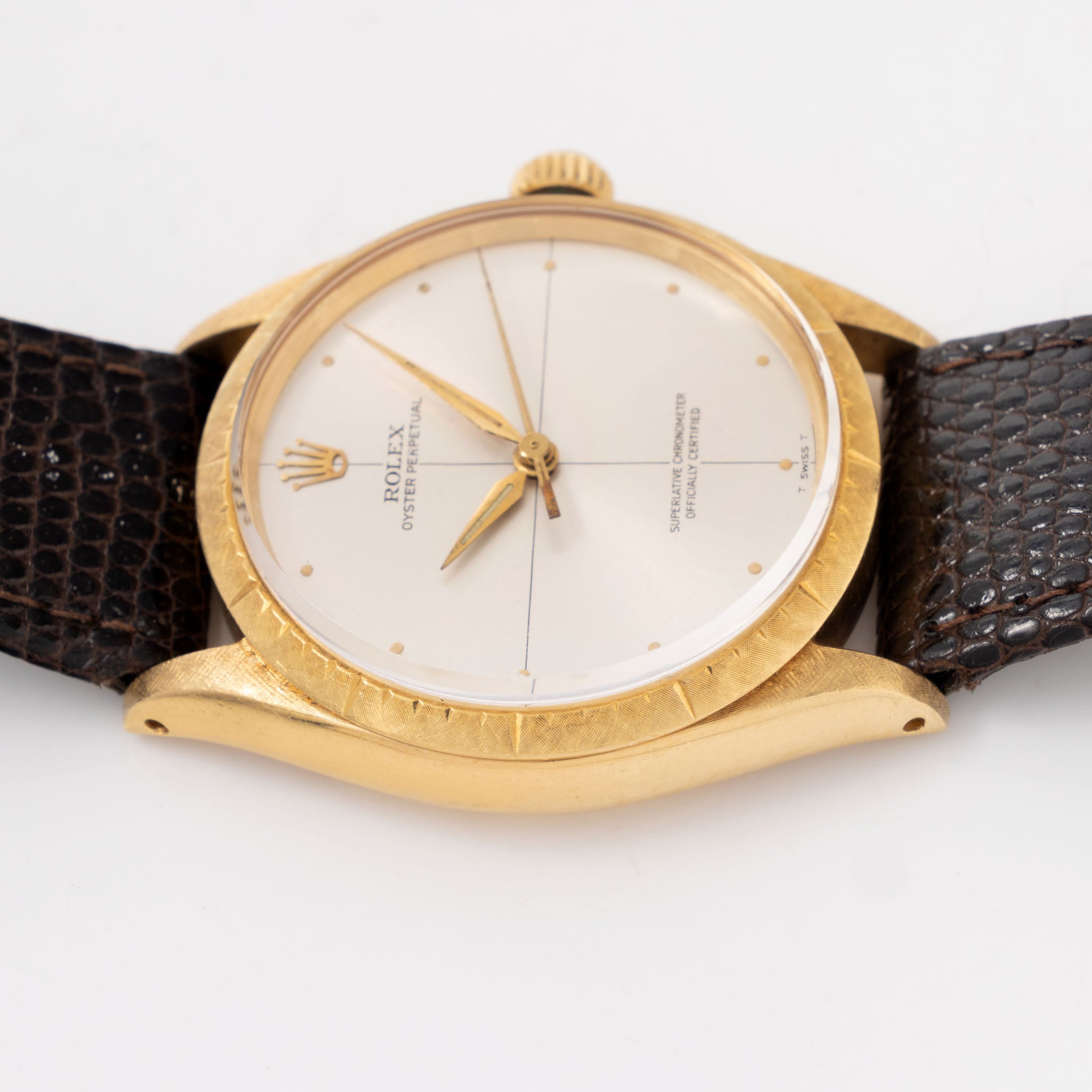 Rolex Oyster Perpetual Zephyr Silver Dial ref. 1009 in 18k Yellow Gold Florentine Finish