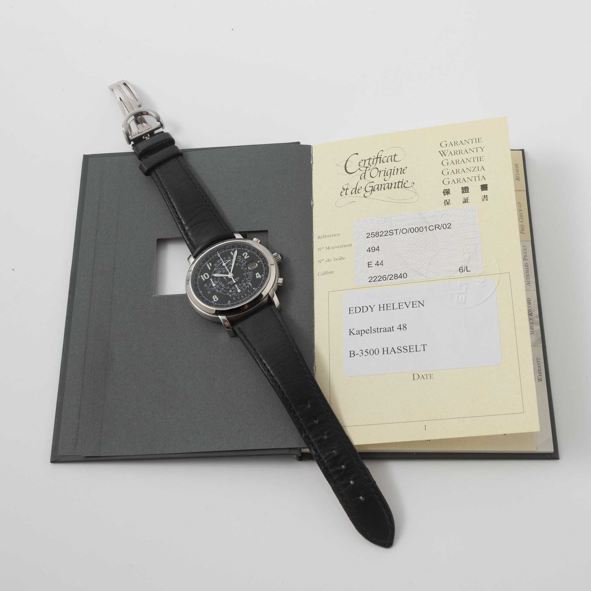 Audemars Piguet Millenary chronograph black dial ref 25822st with original certificate of origine