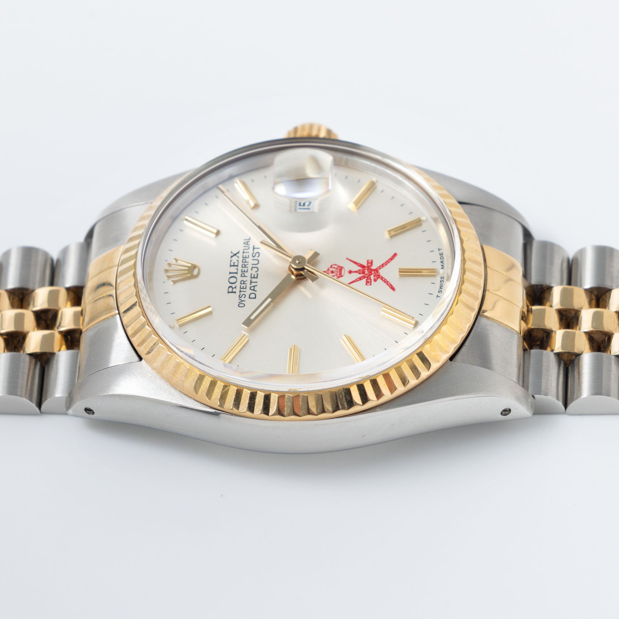 Rolex Datejust Silver Khanjar Dial Steel and Gold with Original Box and Service Card ref 16013