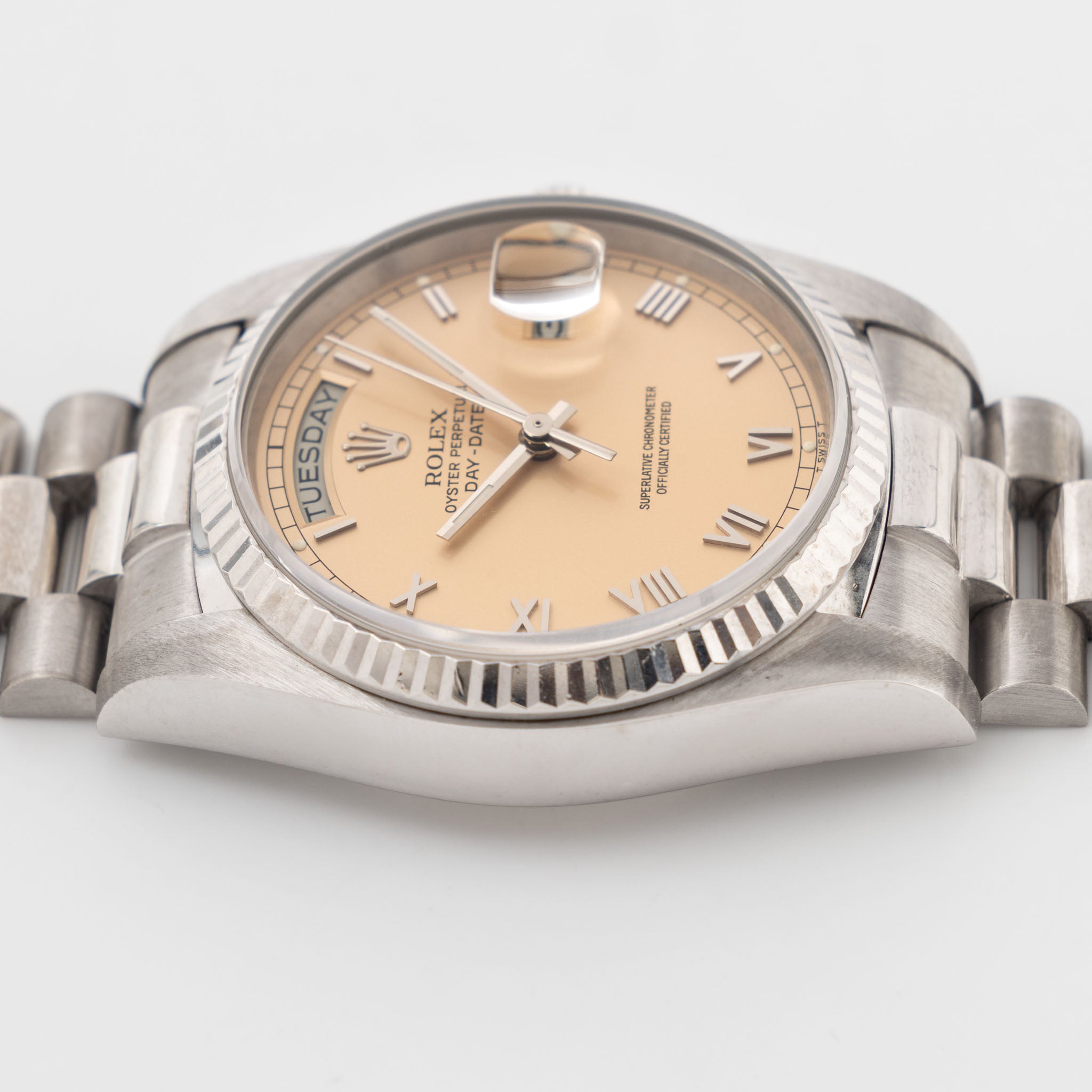 Rolex Day-Date 18039 Salmon Dial in 18k White Gold Box and Paper Set