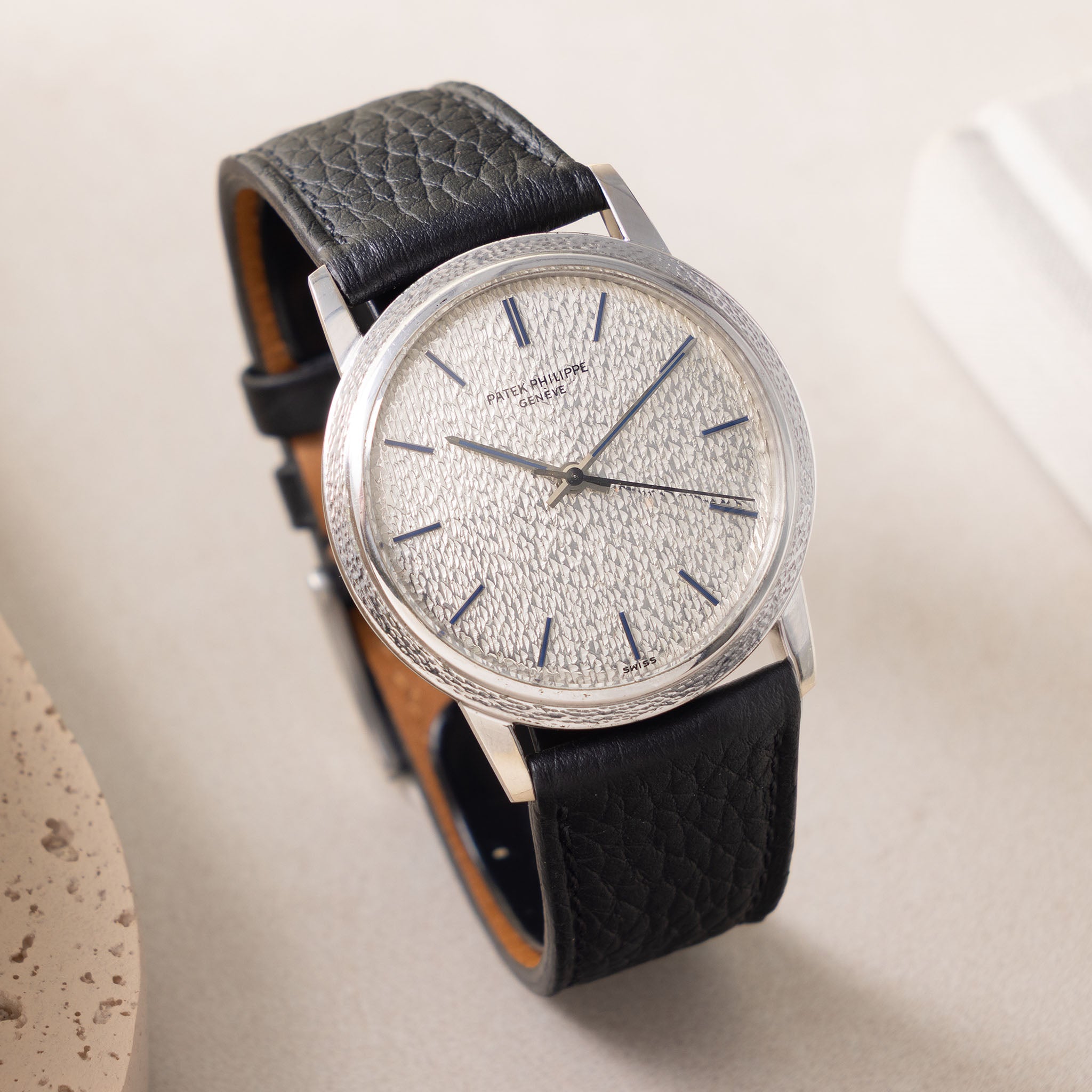 Patek Philippe Calatrava 3569G Hammered Dial in 18k White Gold Back Winder