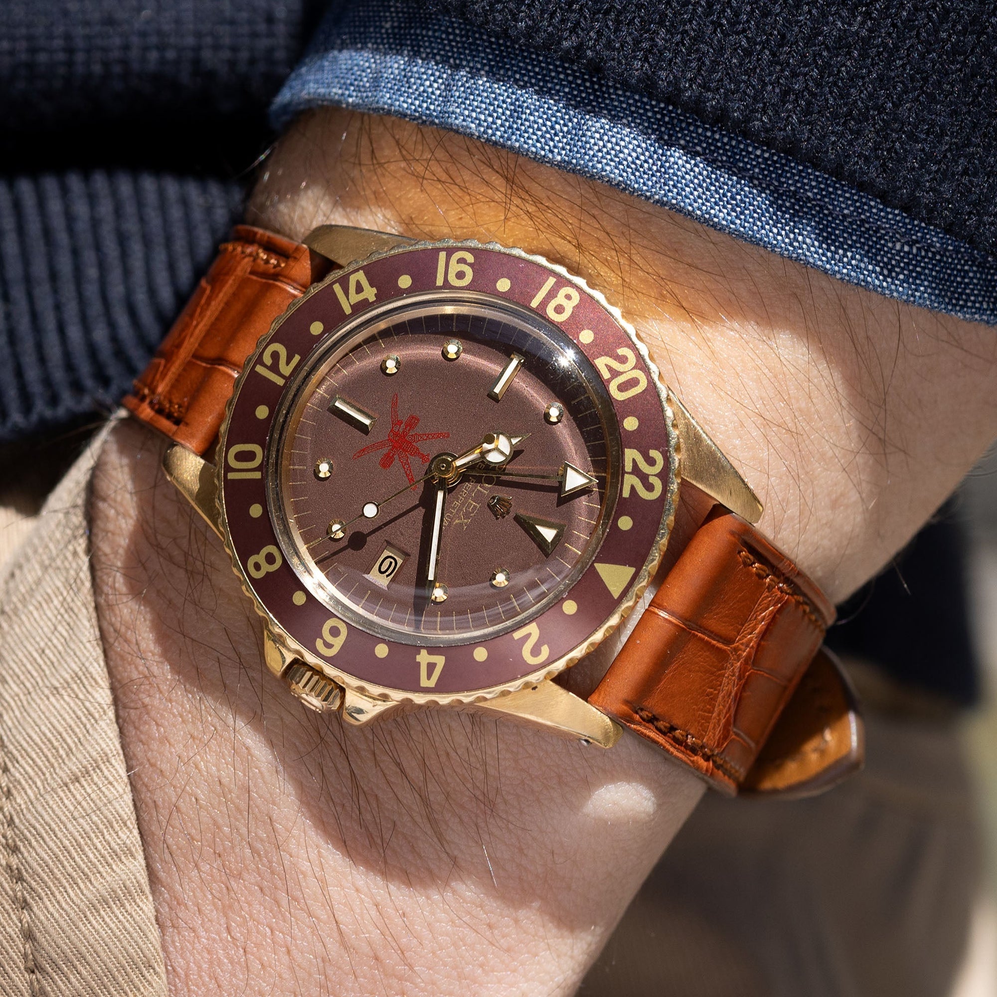 Premium Alligator Cognac Leather Watch Strap