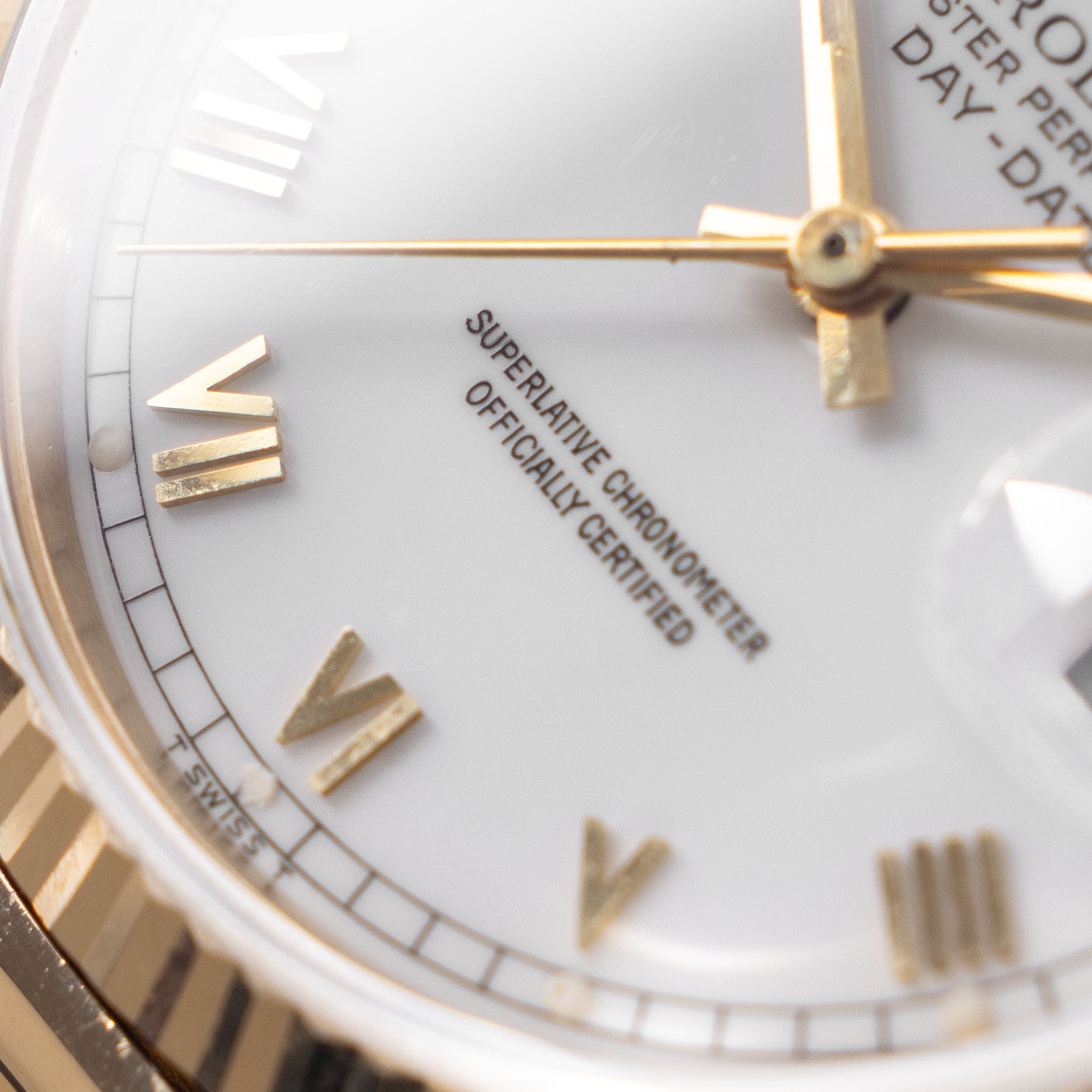 Rolex Day-Date 18038 Porcelain Roman Dial in 18k Yellow Gold