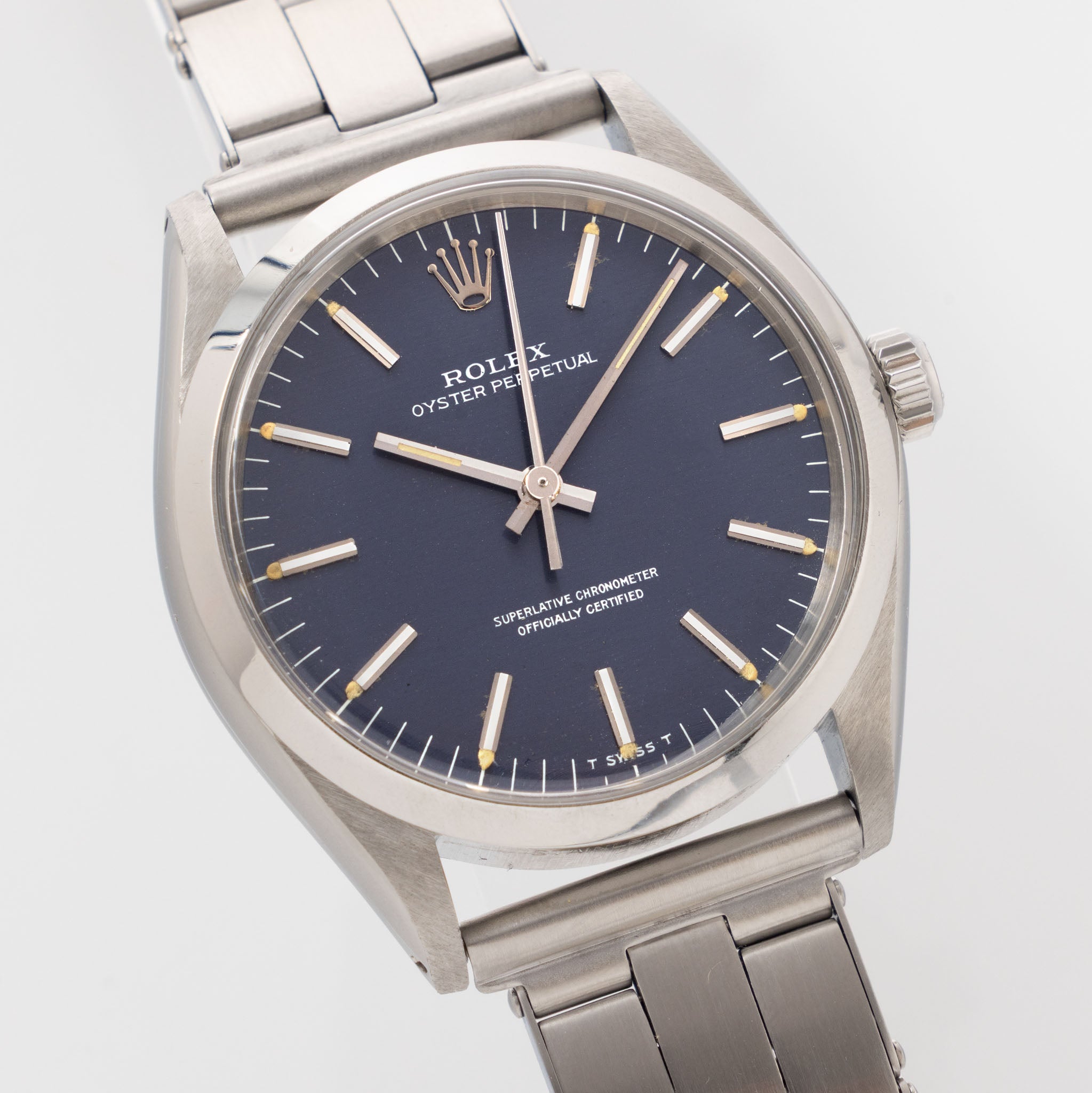 Rolex Oyster Perpetual 1002 Horizontal Brushed Blue Dial