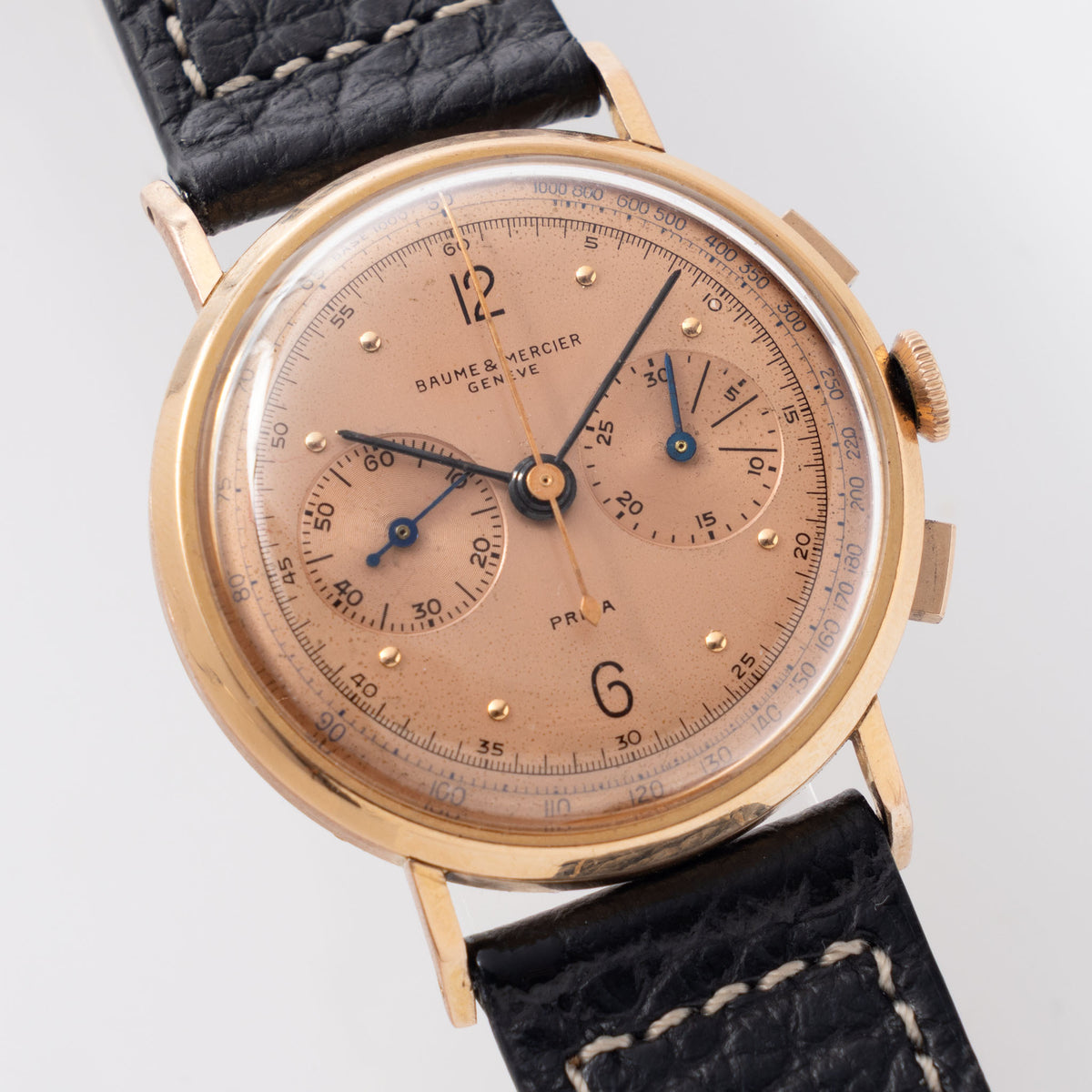 Baume & Mercier 18k Rose gold Chronograph Salmon dial Valjoux cal. 69