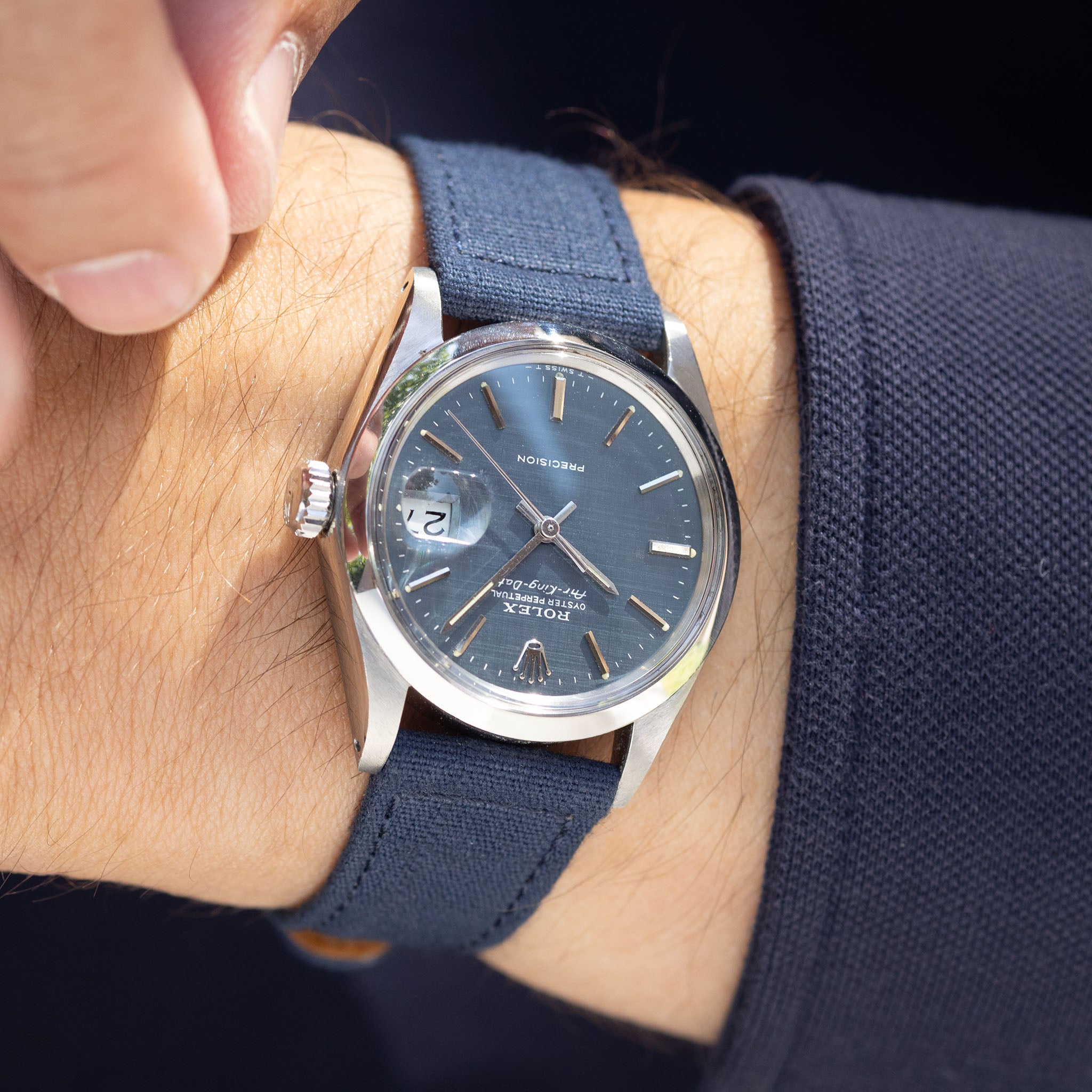 Rolex Air-King Date 5700 Blue Linen Dial