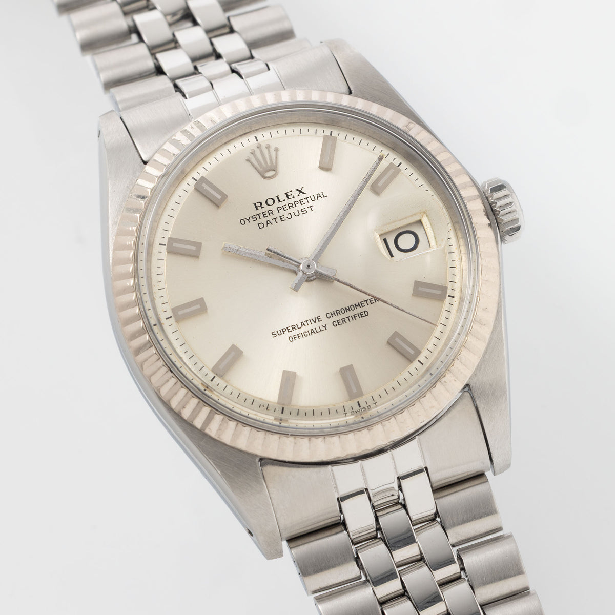 Rolex Datejust 1601 rare No Lume Singer Block Markers dial