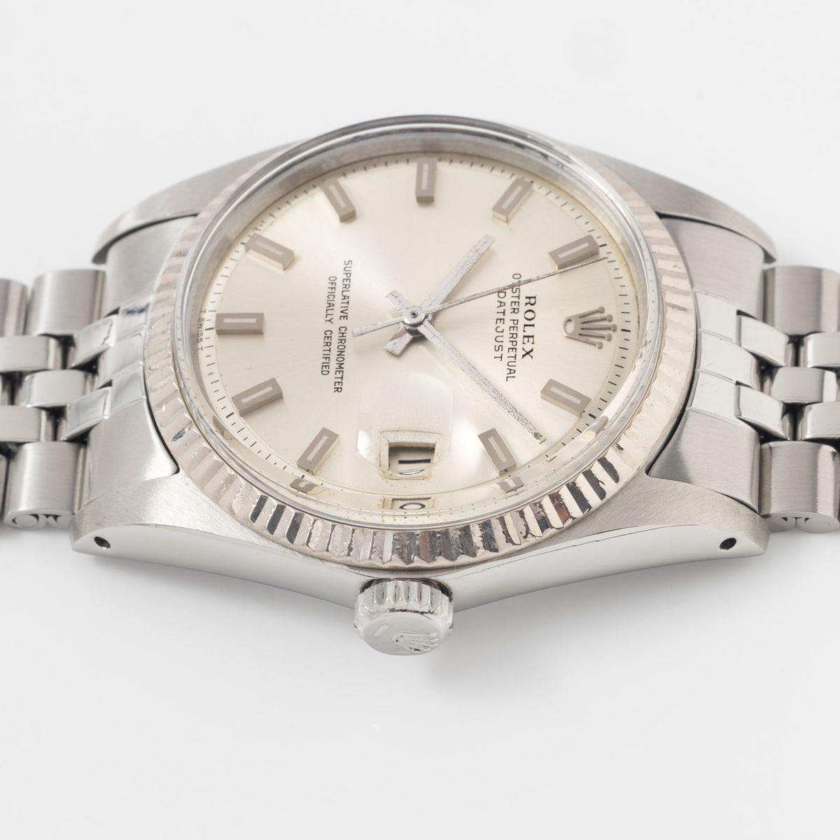 Rolex Datejust 1601 rare No Lume Singer Block Markers dial