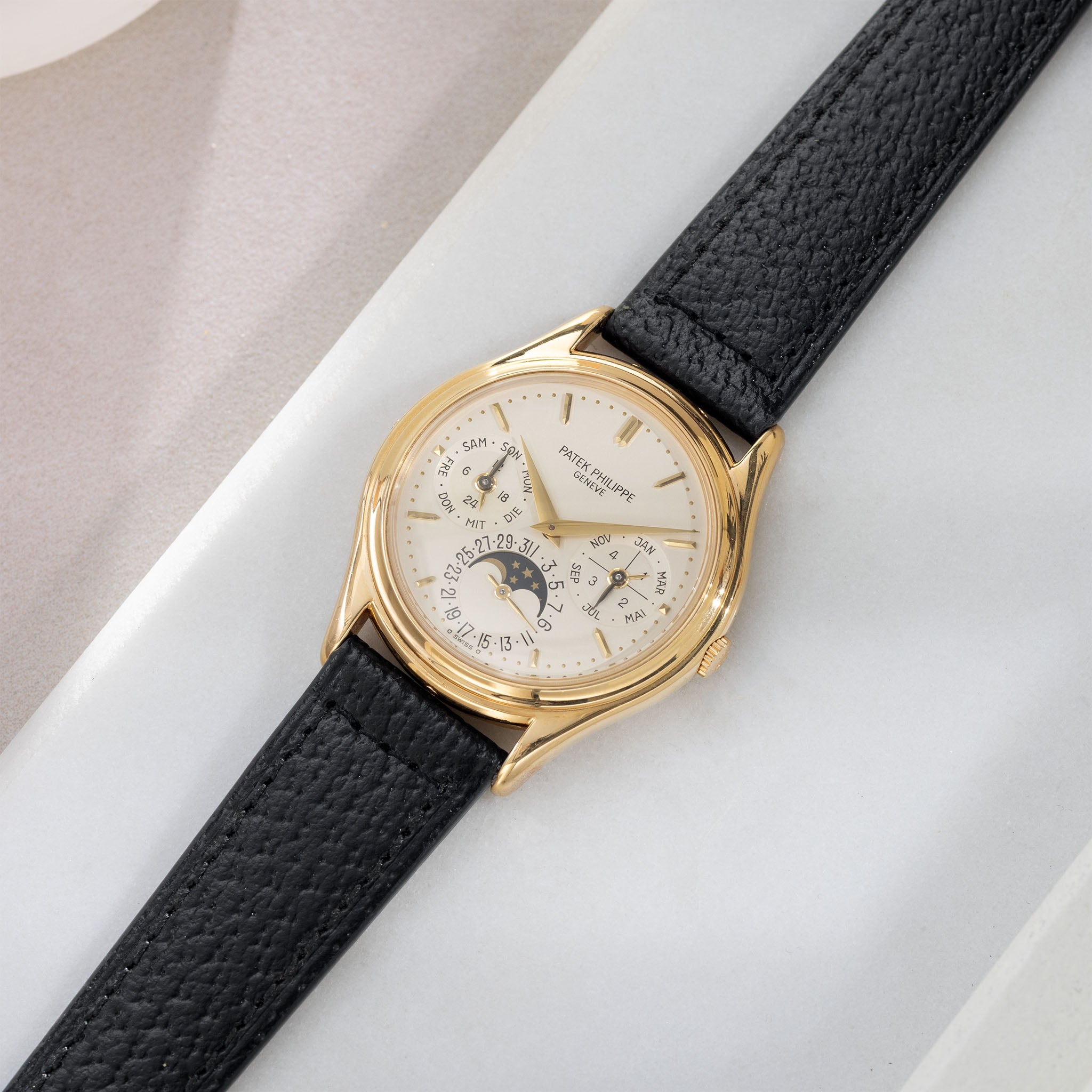 Strap for Patek Philippe 3940 Perpetual – Black Boxed Pigskin