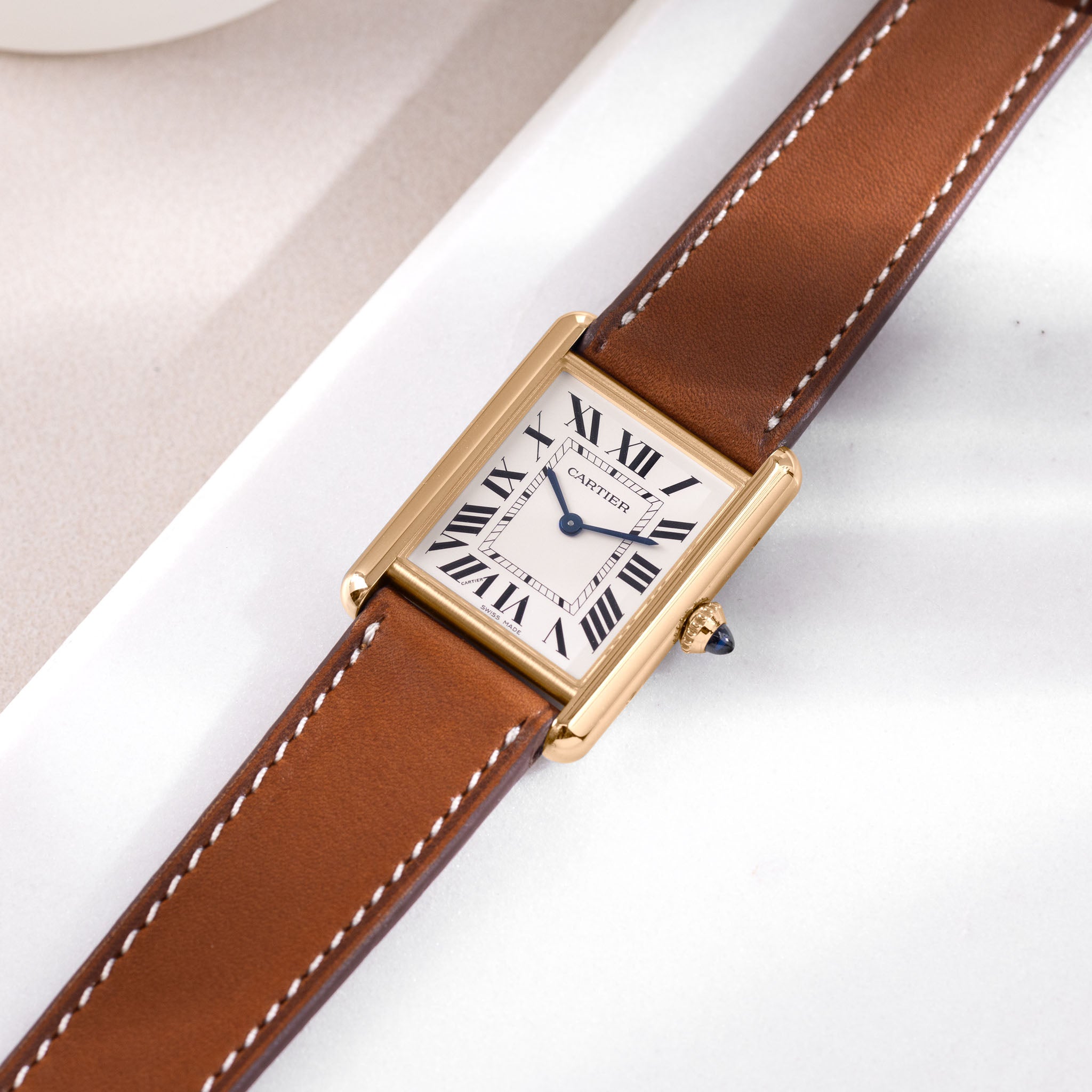 Strap for Cartier Tank Louis (2021-2024) - The Chevalin Cognac Brown