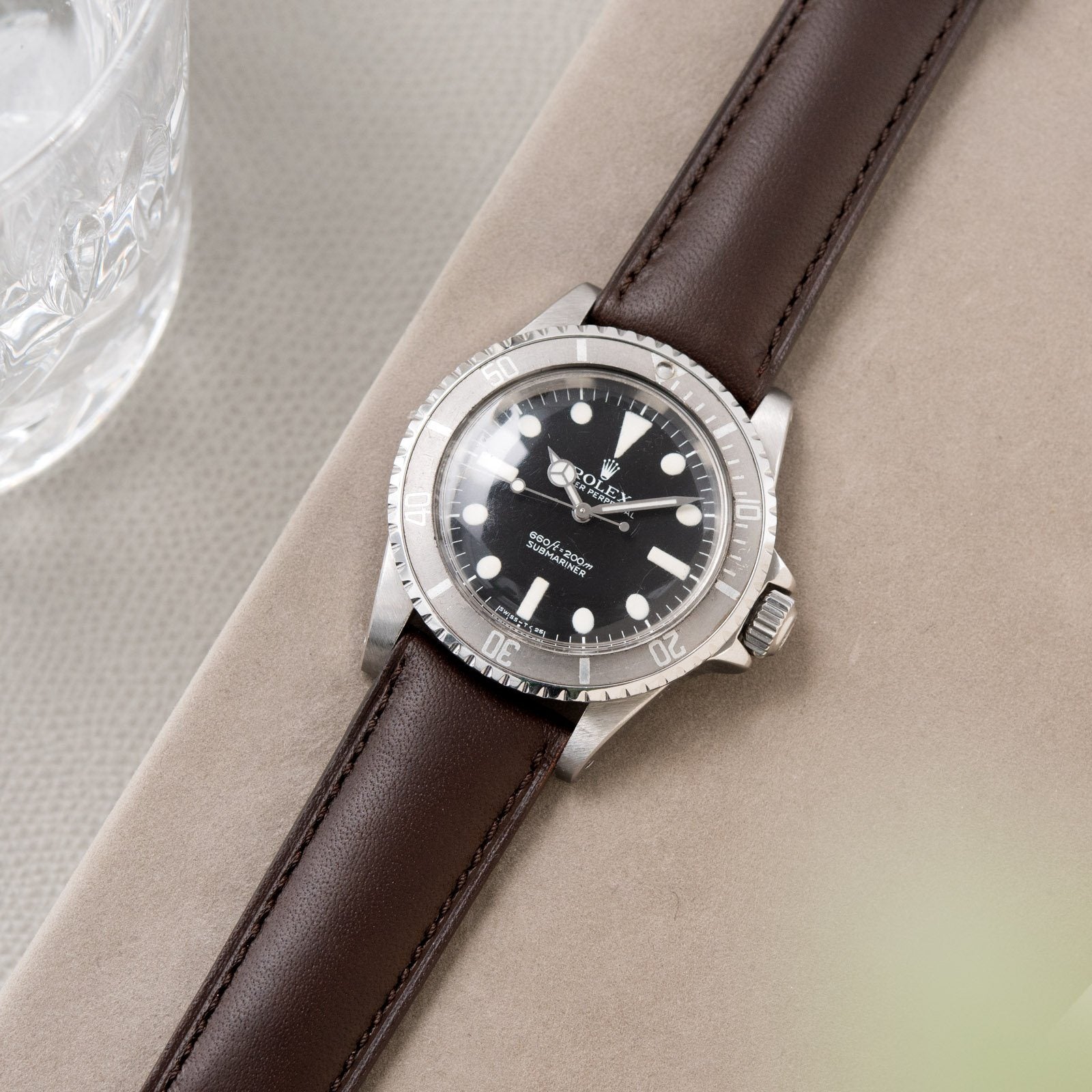 Rolex Antique Brown Leather Watch Strap
