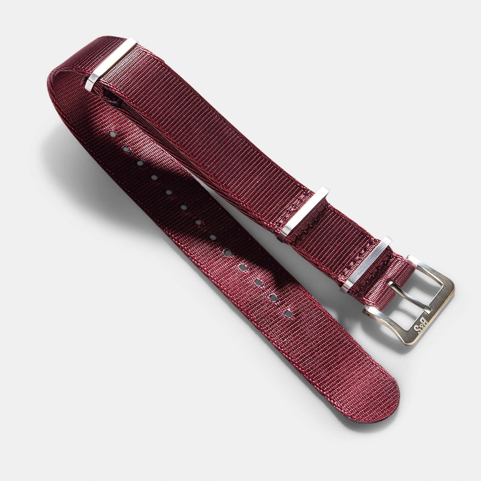 Strap for Rolex Seadweller - Deluxe Nylon Single Pass Burgundy