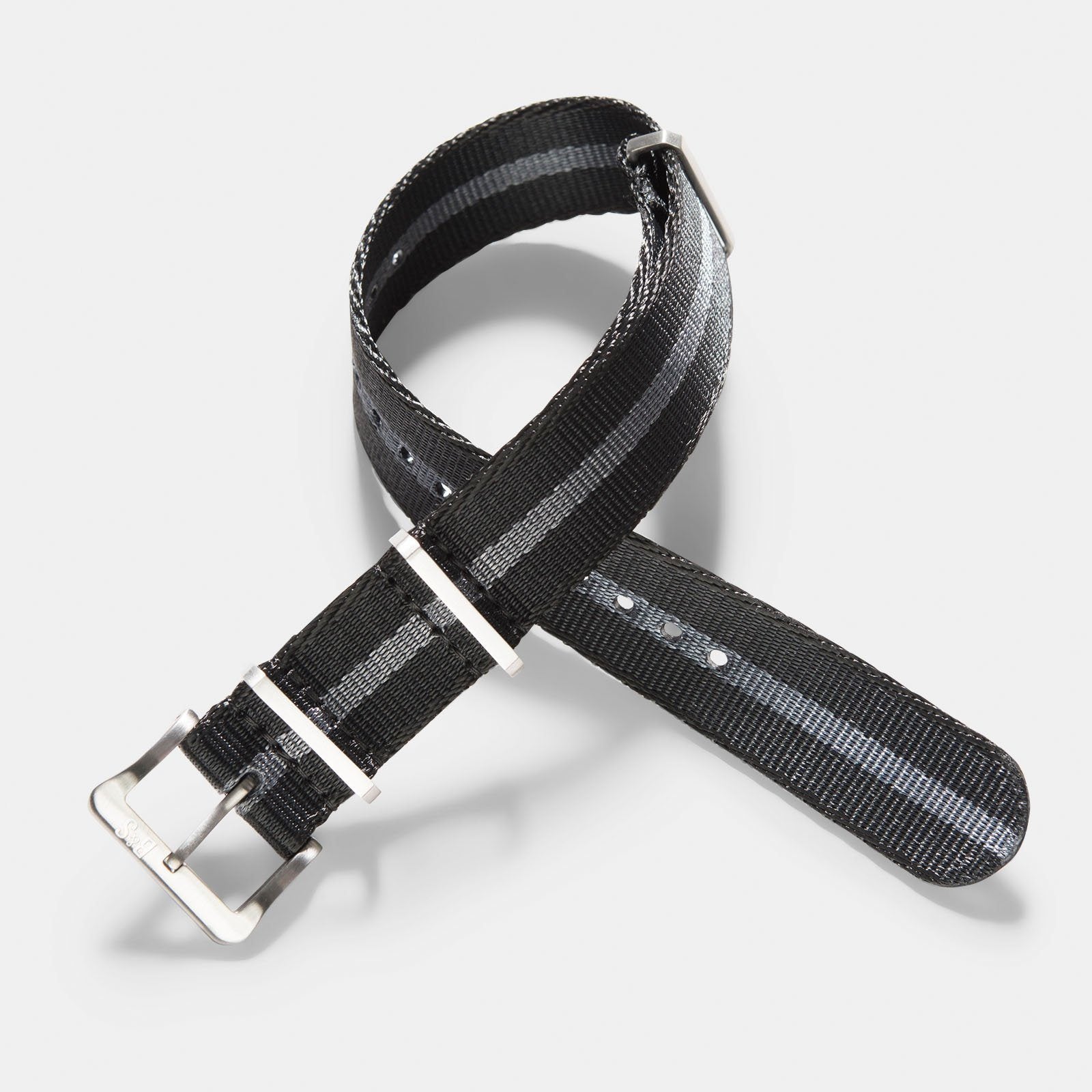 Strap for IWC Flieger Chronograph - Nylon Single Pass Black Striped (20mm)