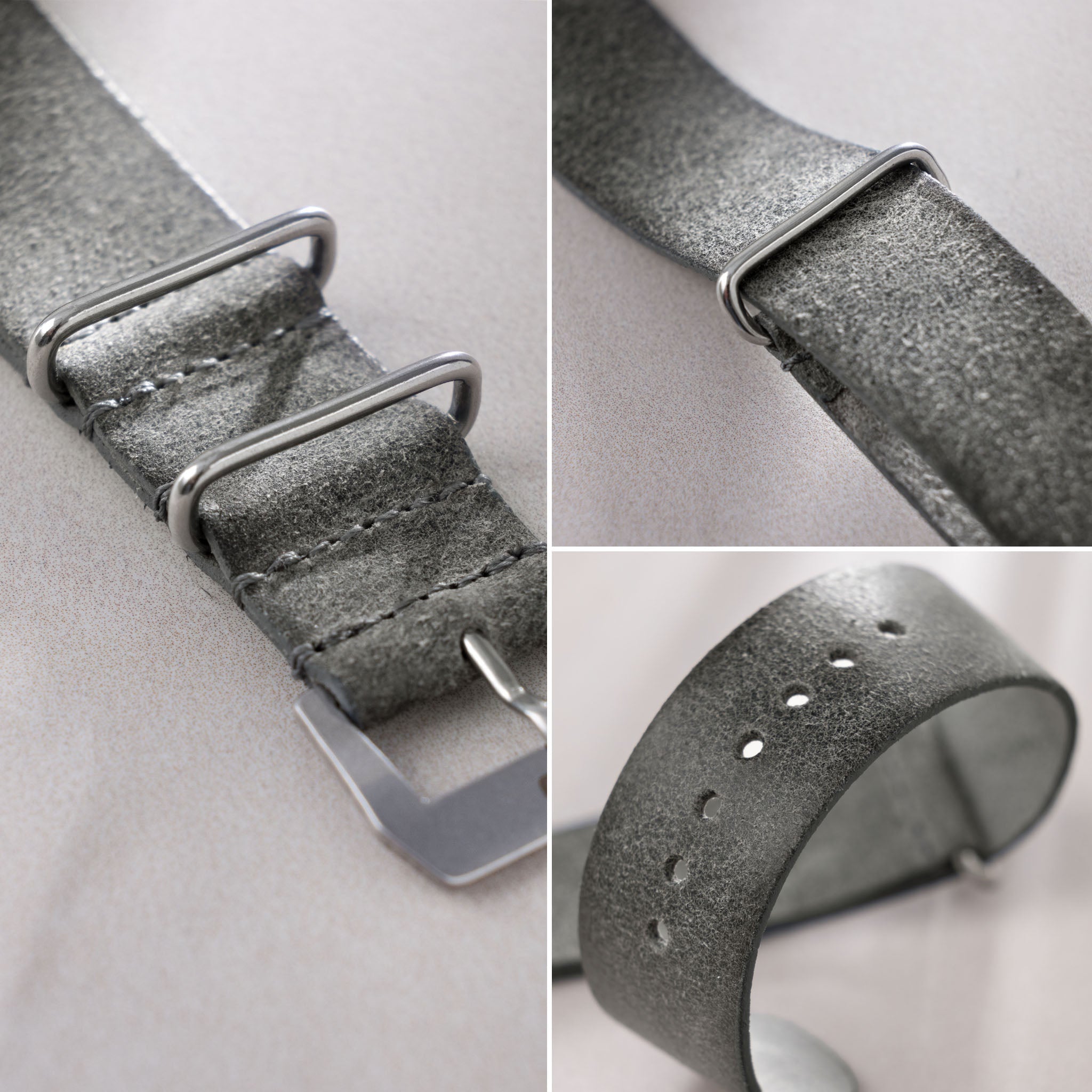 Strap for IWC Flieger Chronograph - Grey Single Pass Leather (20mm)