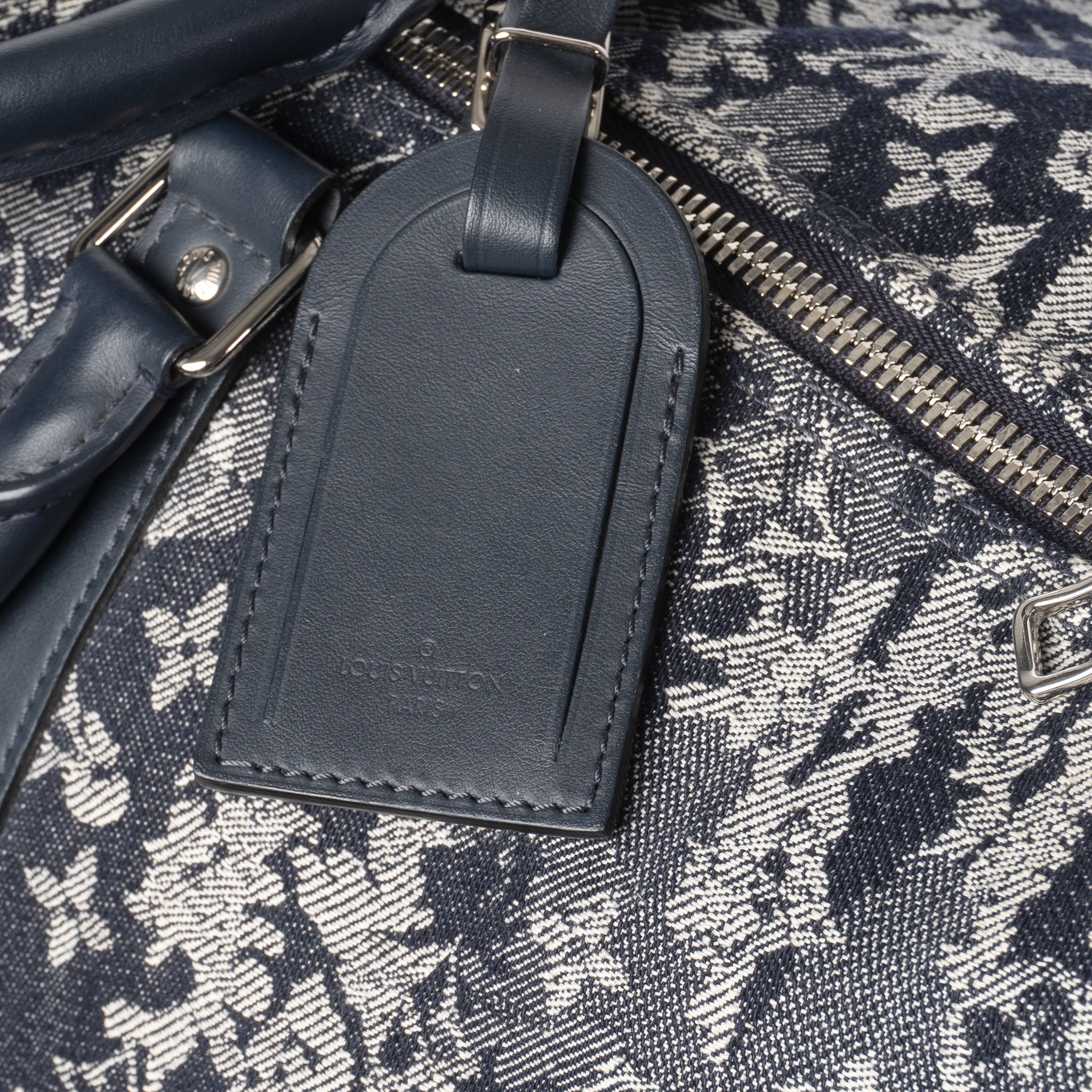 Rare Limited Edition Louis Vuitton Bleu Tapestry Monogram Keepall 50