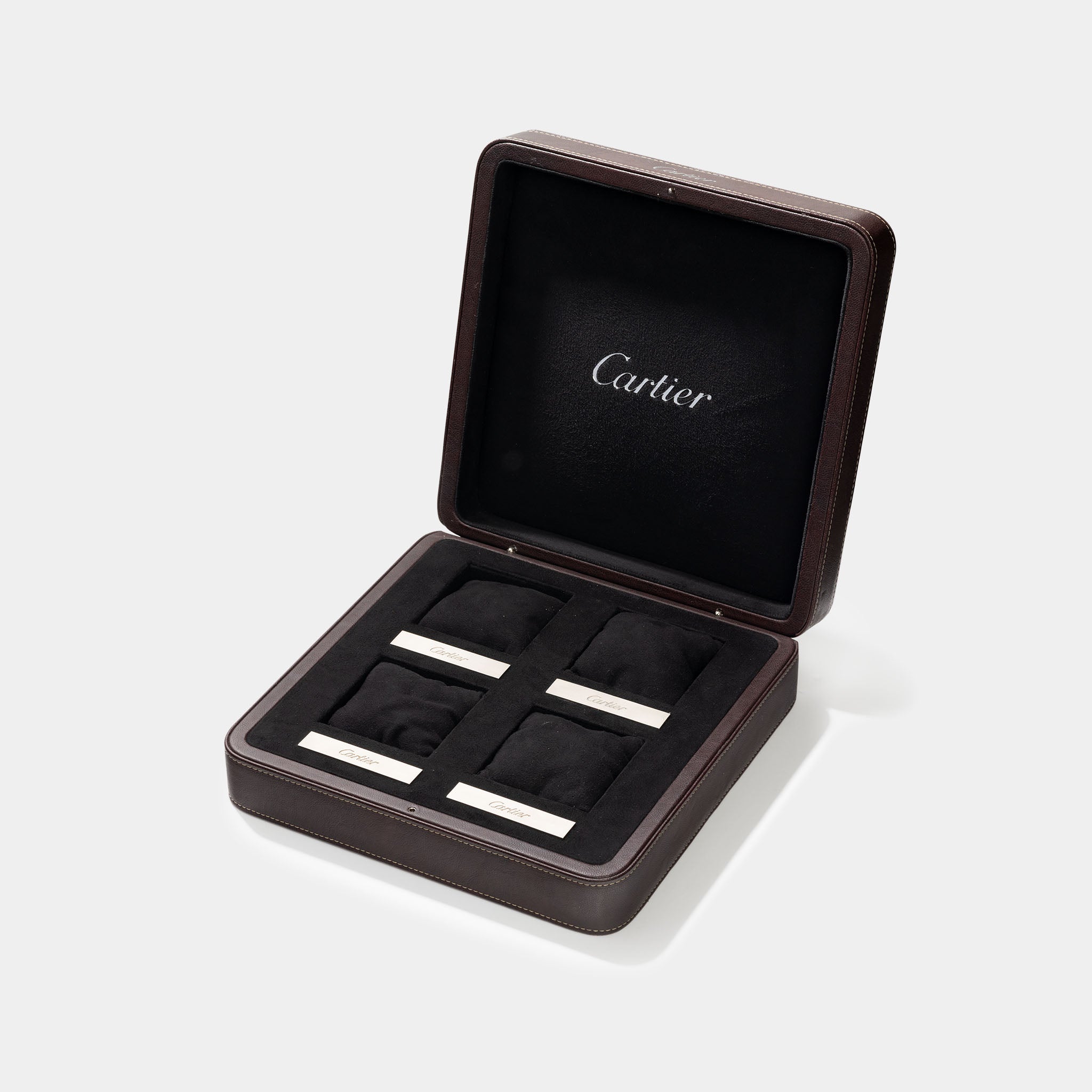 Cartier Four -Watch Brown Leather Watch Box
