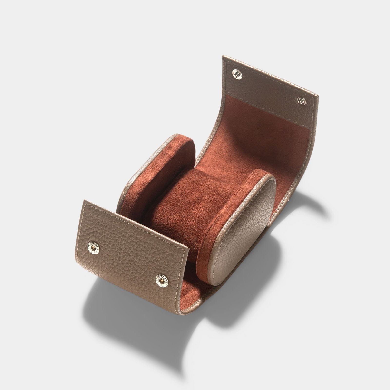 Oval Single Watch Taupe Leather Watch Tube by JPM