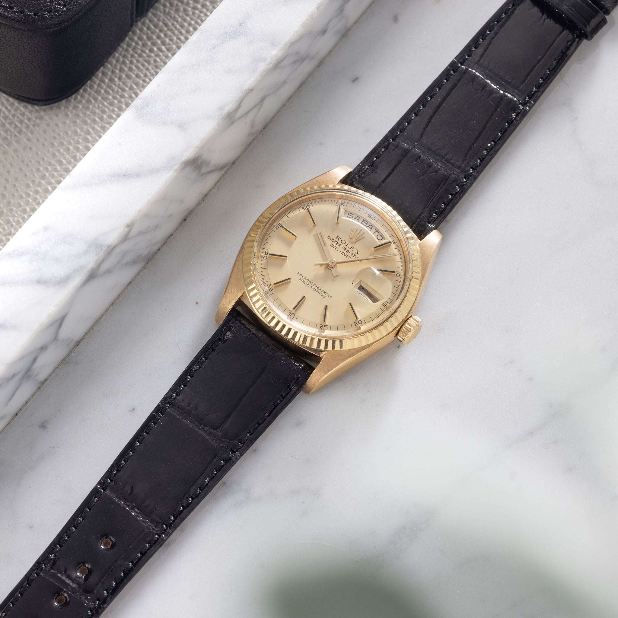 Supreme Alligator Brilliant Black Leather Watch Strap