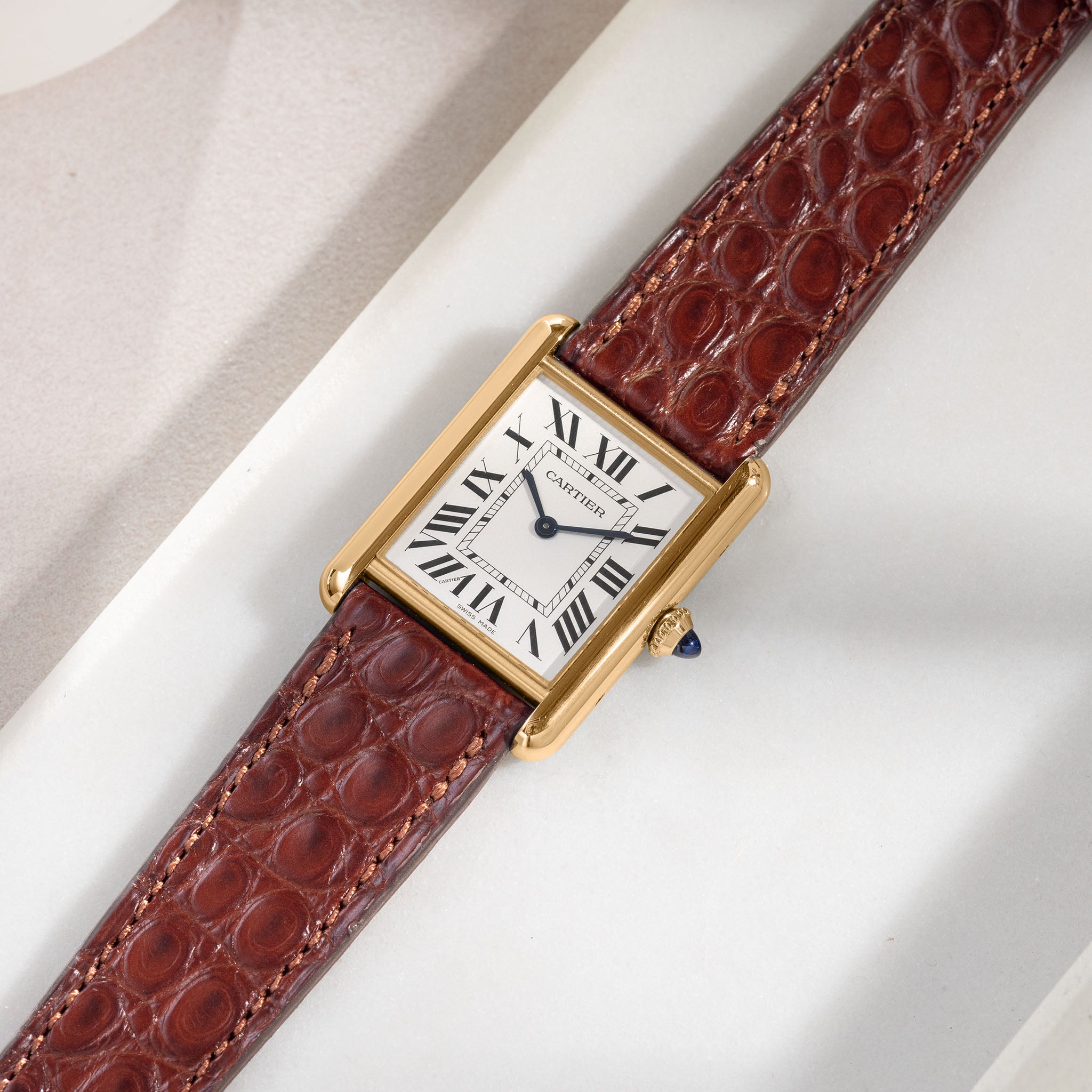 Strap for Cartier Tank Louis (2021-today) - Dark Brown Alligator
