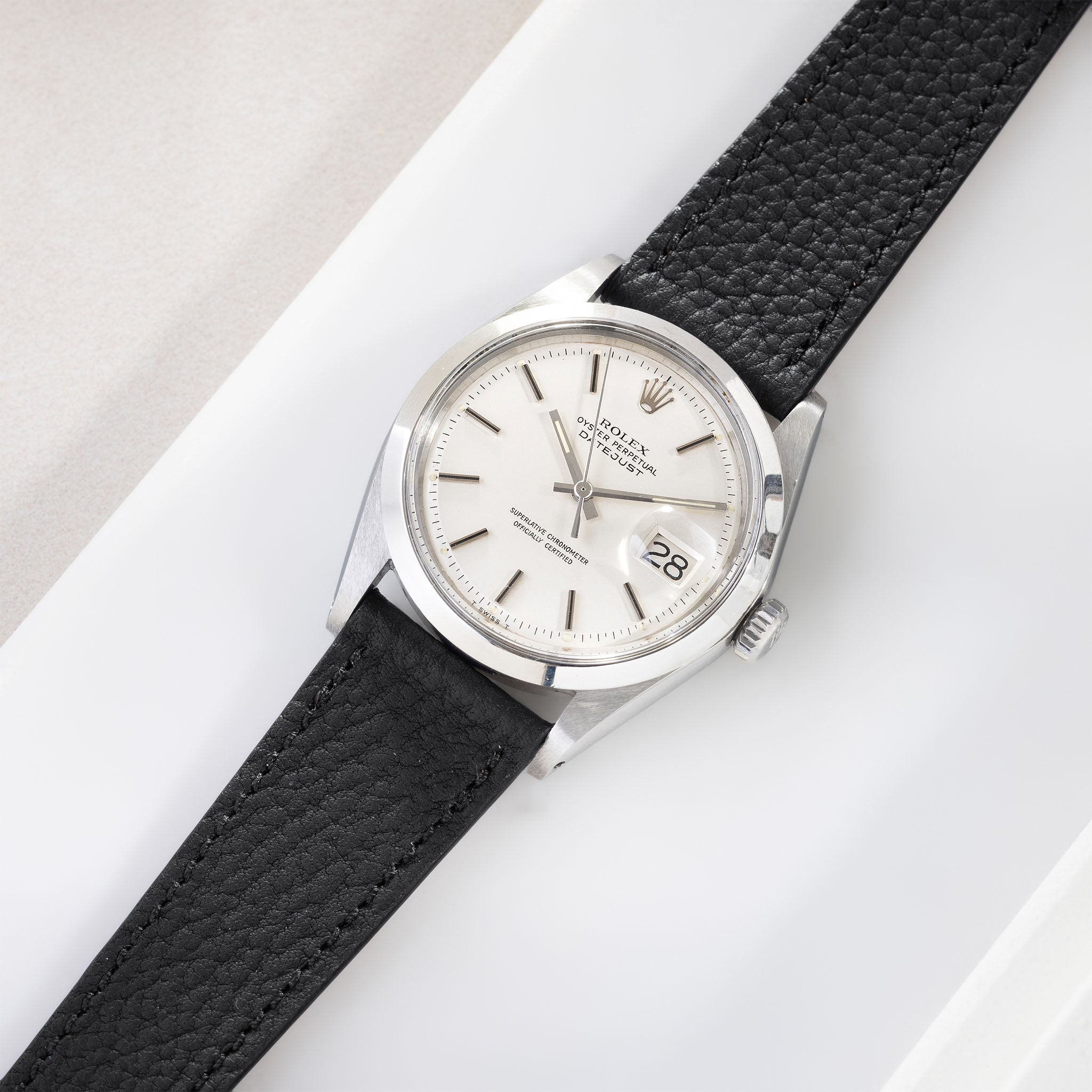 Grana Noir Tonal Watch Strap on Rolex Datejust
