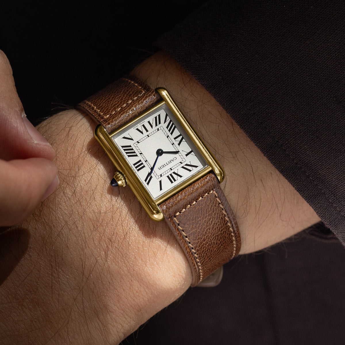 Burnished Tobacco Brown Boxed Calfskin Watch Strap - Classic Dress