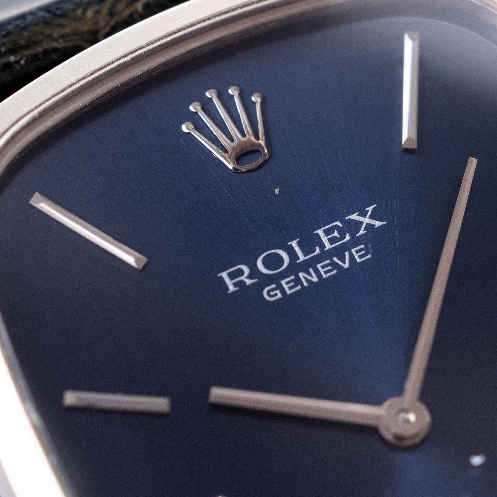 Rolex Cellini Blue Dial Rectangular Case in 18K White Gold Ref. 4113 Box and Paper Set
