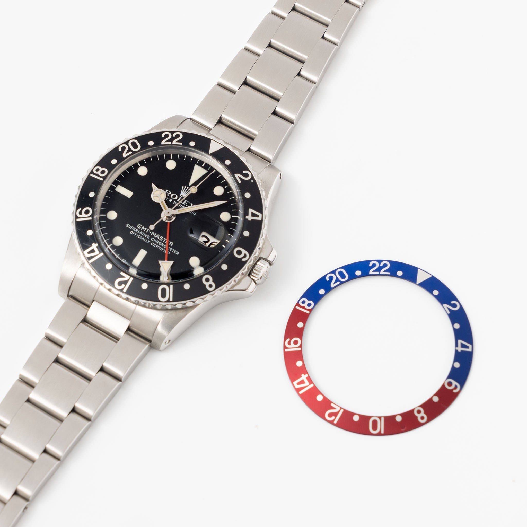 Rolex GMT-Master 1675 Mk4 Dial “Vanilla Patina” with 2 Bezel Inserts