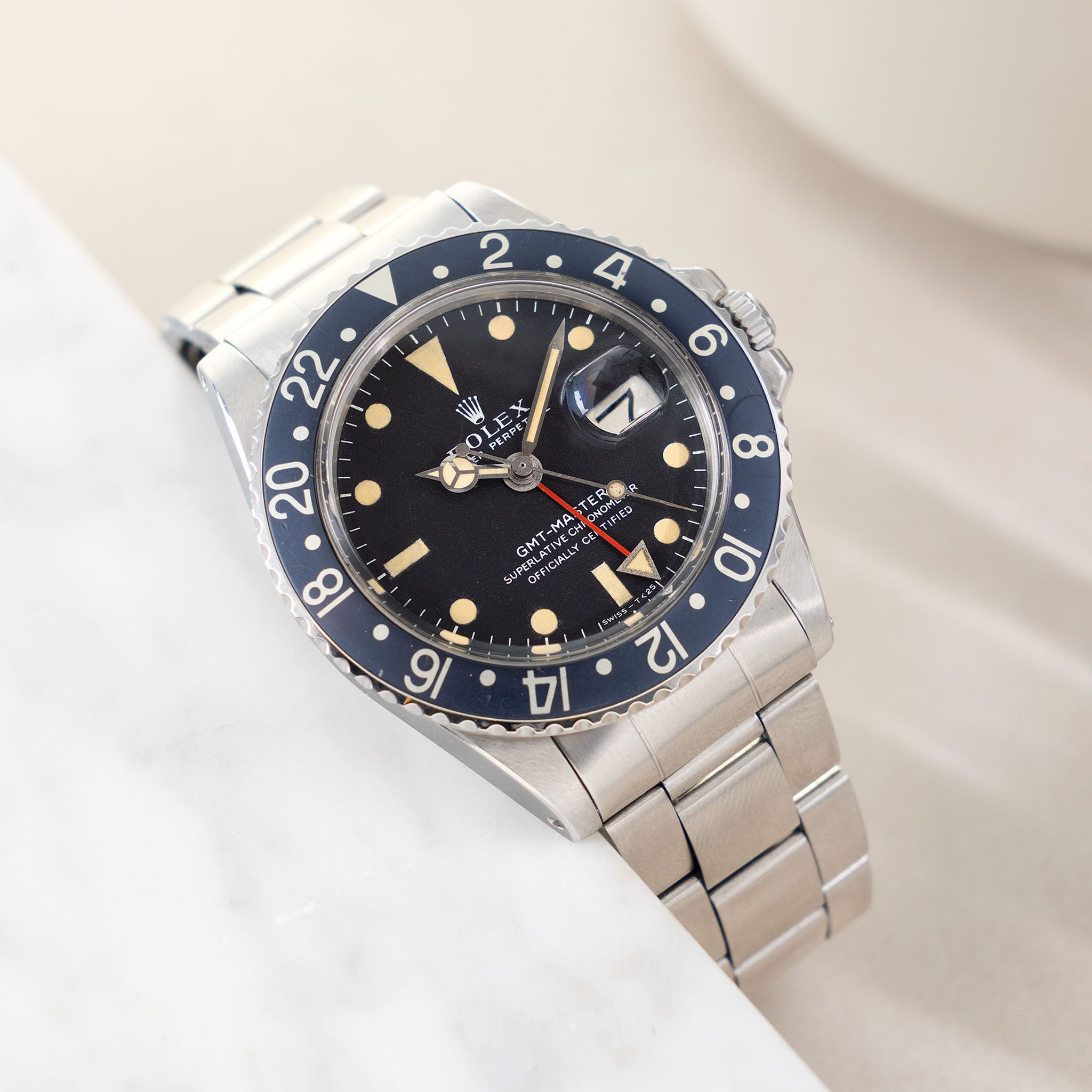 Rolex GMT-Master 1675 MK1 Long E Dial Vivid Patina Faded to Grey Inlay