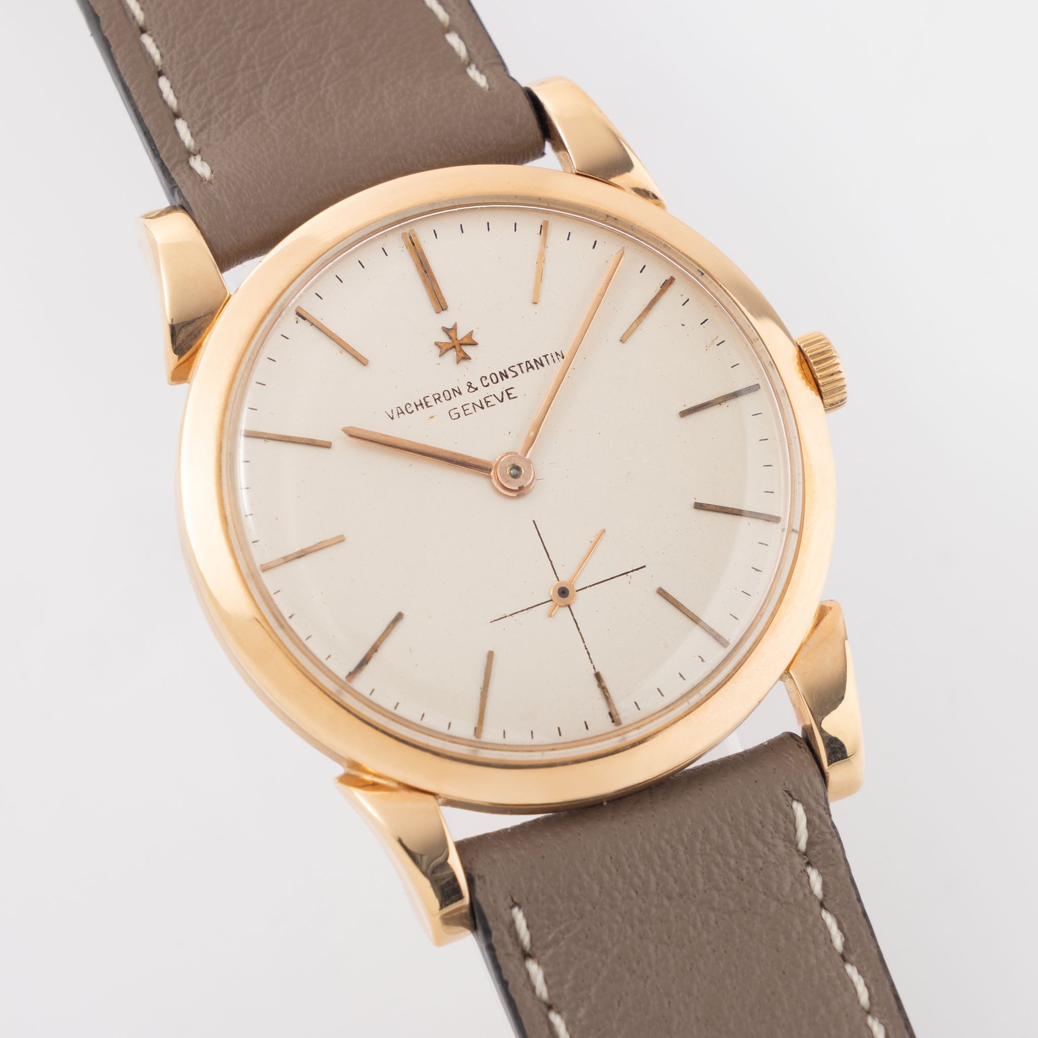 Vacheron Constantin 18 k rose gold scroll lug  Dresswatch cream dial ref 6030