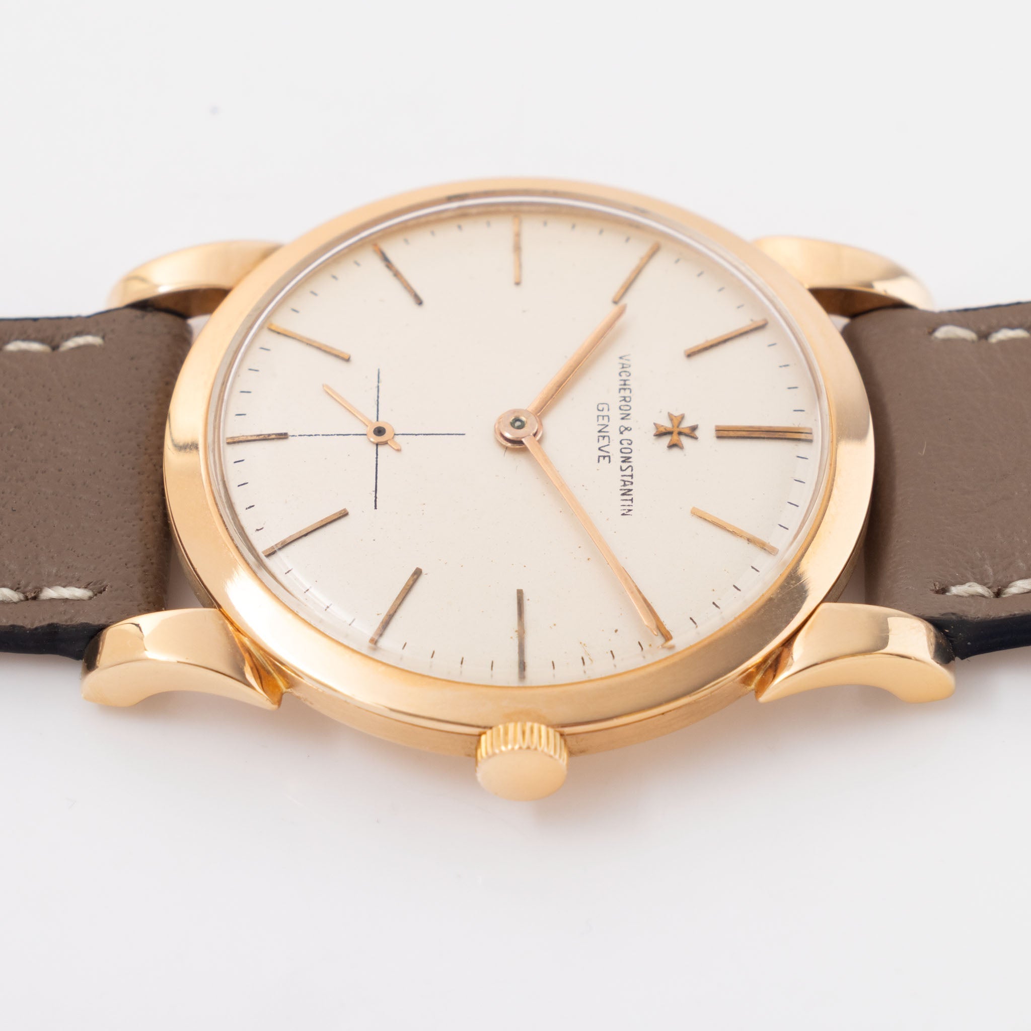 Vacheron Constantin 18 k rose gold scroll lug  Dresswatch cream dial ref 6030