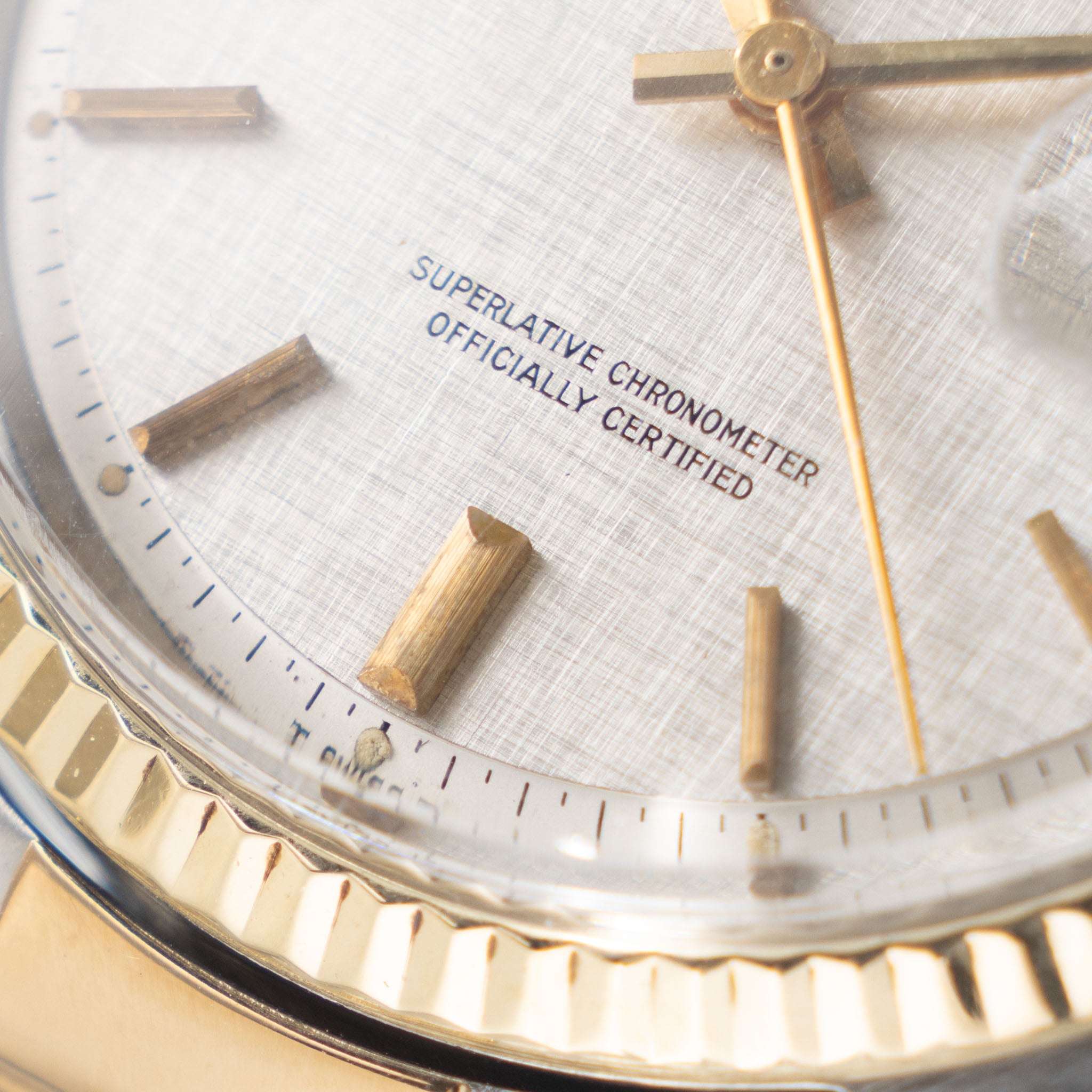 Rolex Datejust Silver linen dial in steel and gold ref 1601 /3