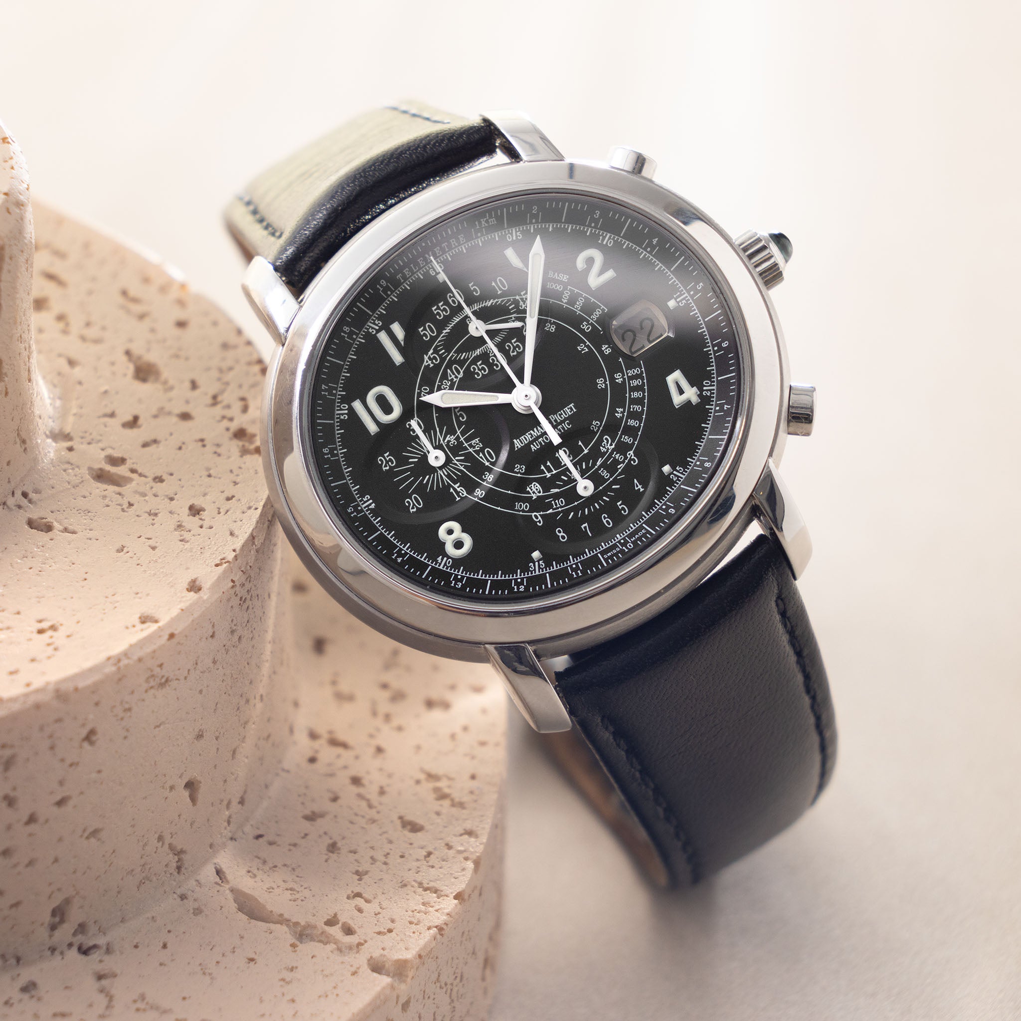 Audemars Piguet Millenary chronograph black dial ref 25822st with original certificate of origine