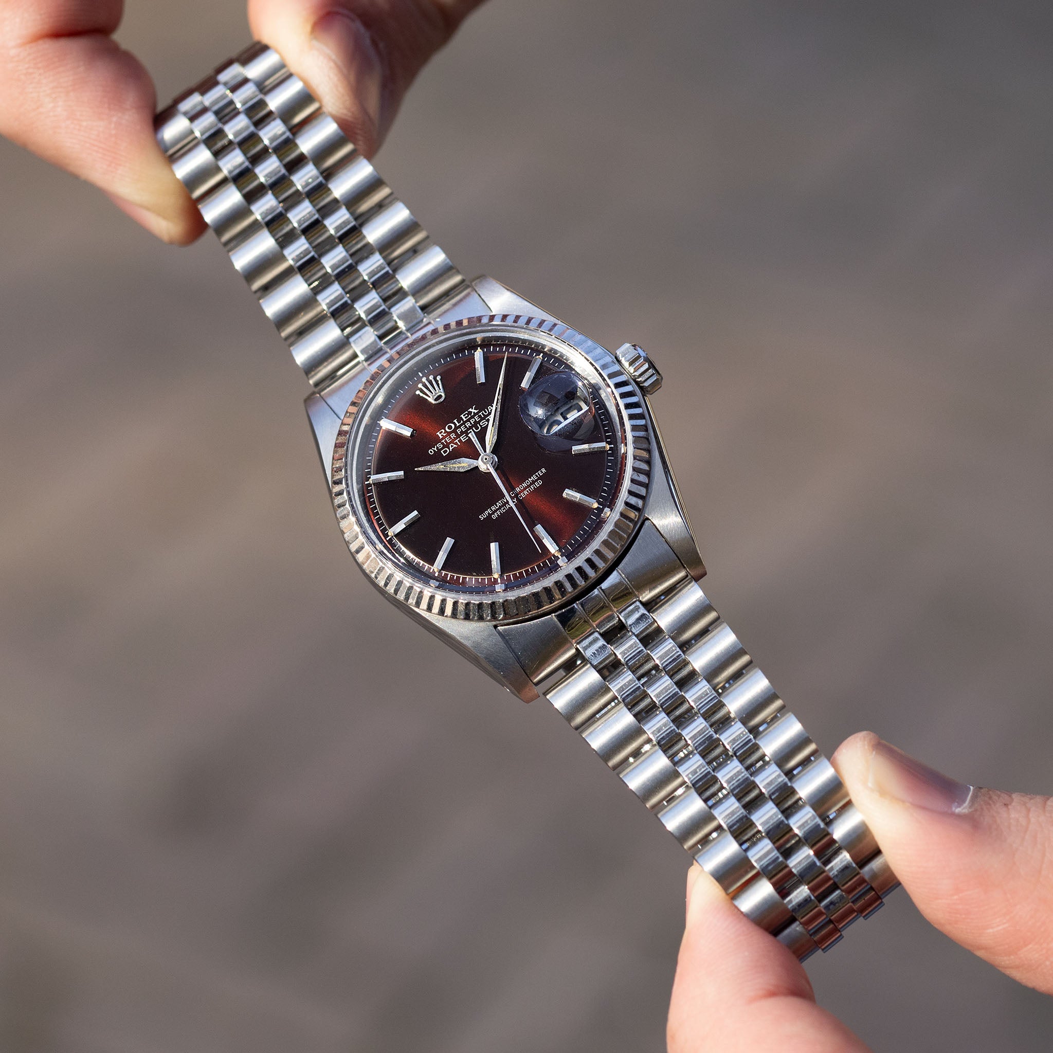 Rolex Datejust 1601 Tropical Gloss Dial Silver Print 