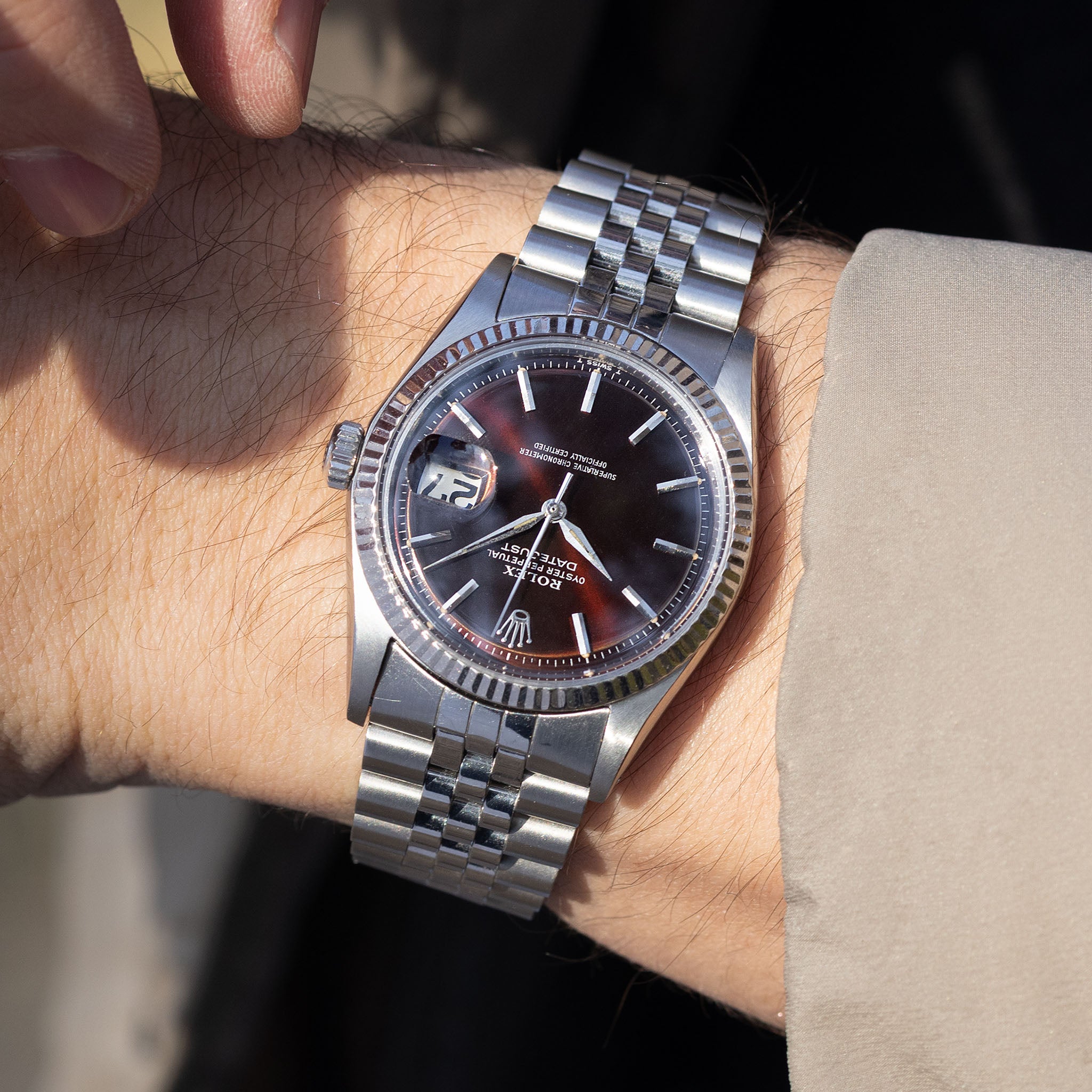 Rolex Datejust 1601 Tropical Gloss Dial Silver Print 