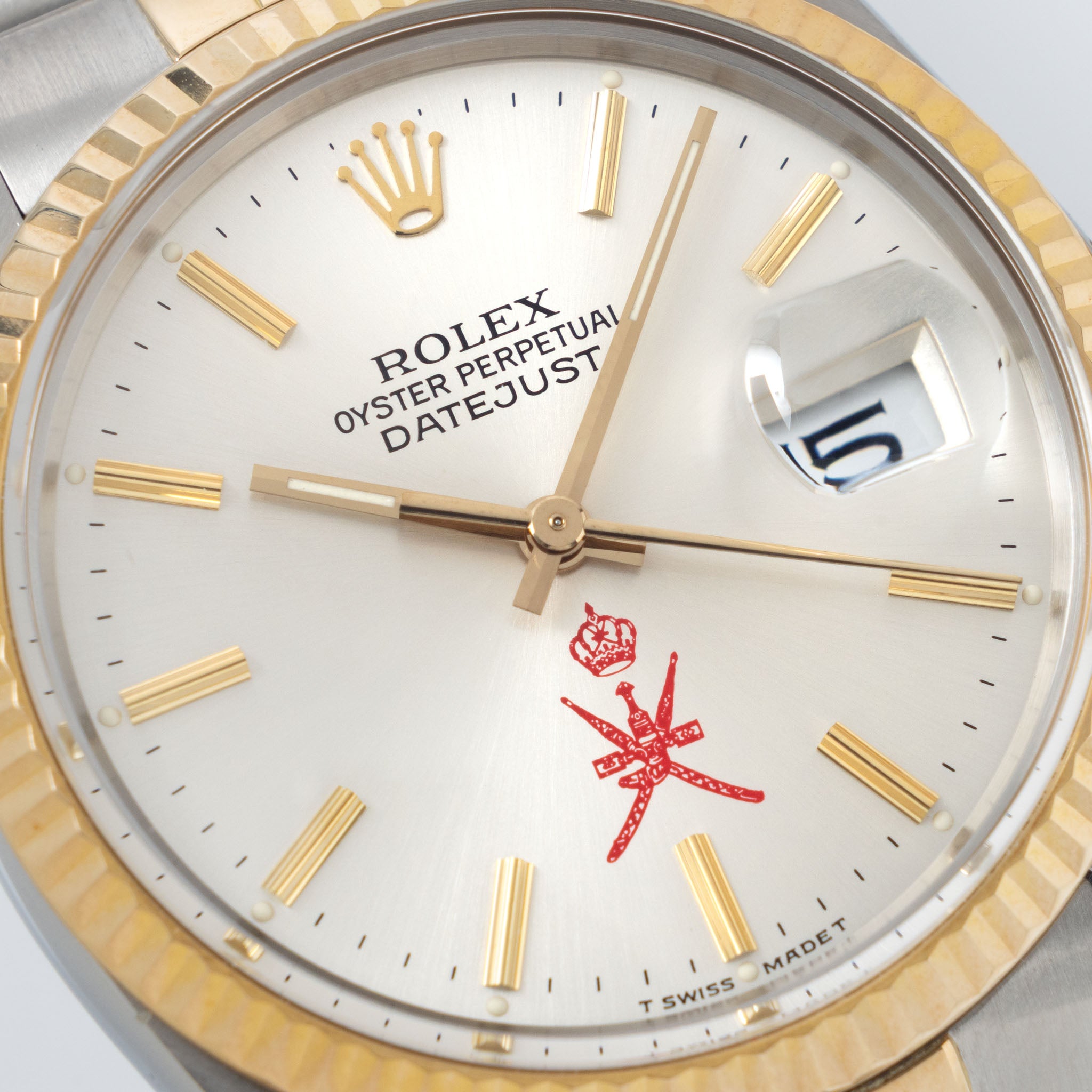 Rolex Datejust Silver Khanjar Dial Steel and Gold with Original Box and Service Card ref 16013 