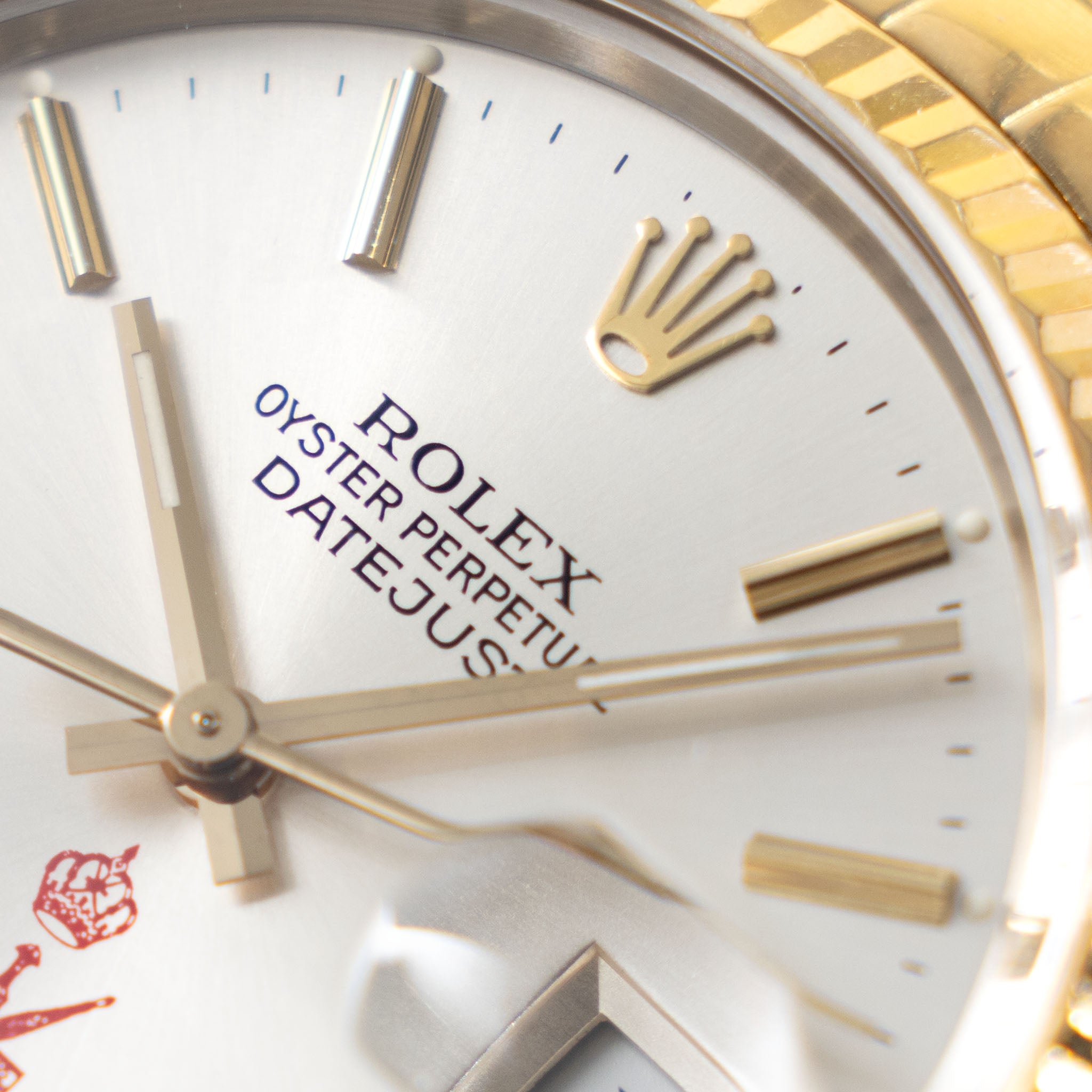 Rolex Datejust Silver Khanjar Dial Steel and Gold with Original Box and Service Card ref 16013 