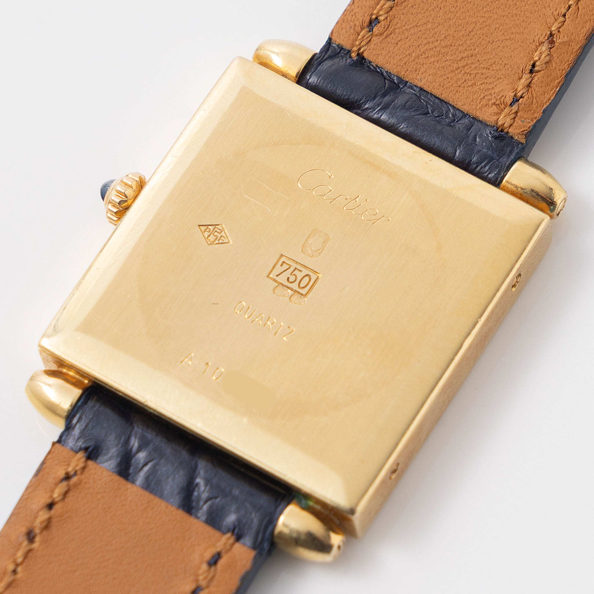 Cartier Obus Paris dial  in 18 k yellow gold Blue enamel numerals 