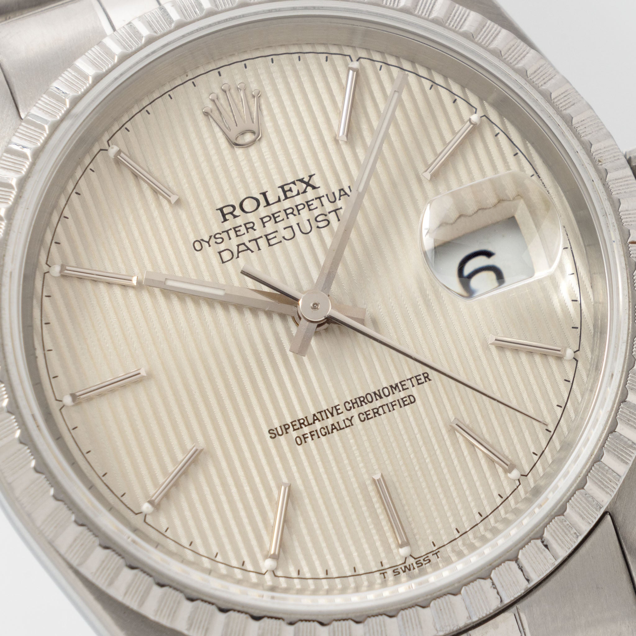Rolex Datejust 16220 Silver Tapestry Dial 