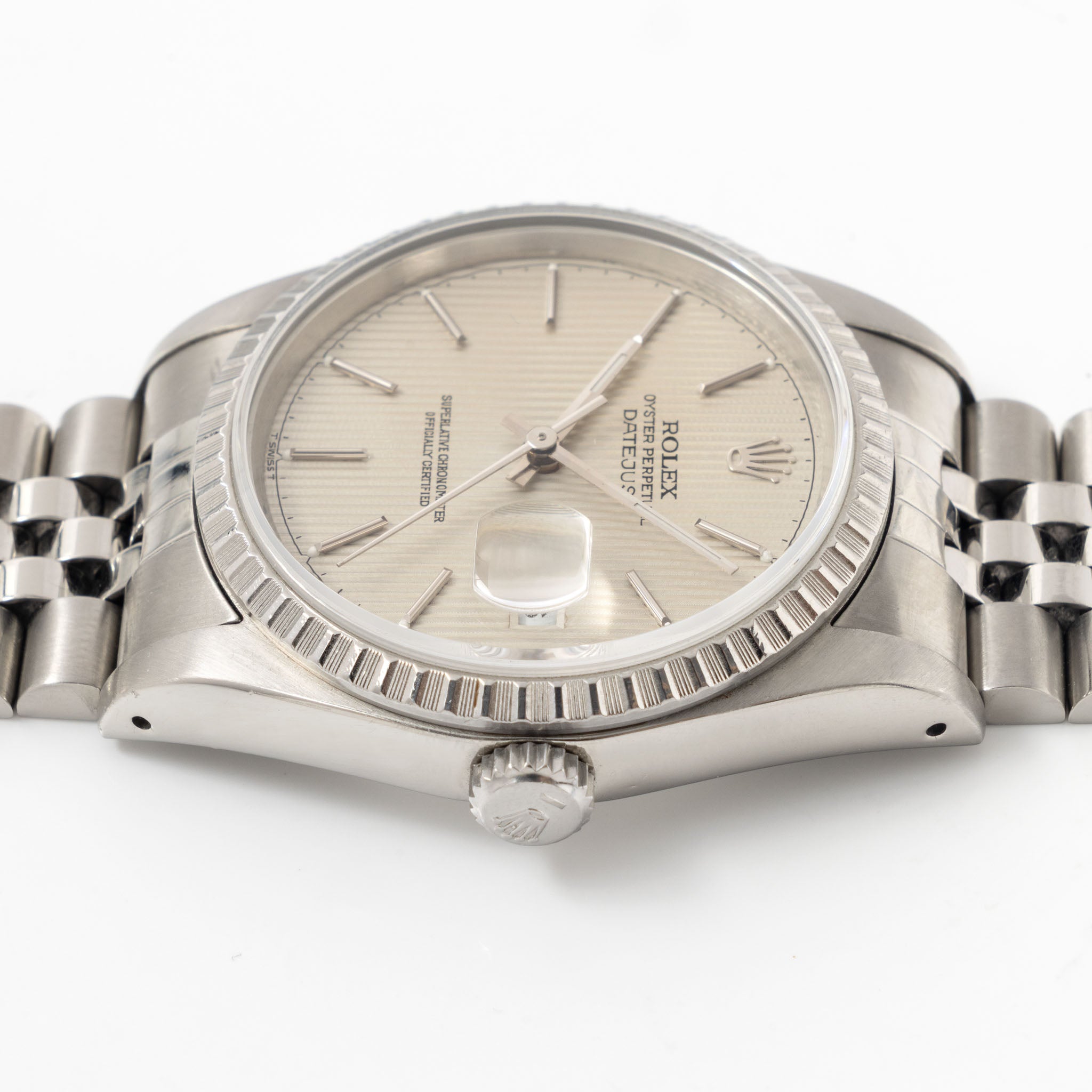 Rolex Datejust 16220 Silver Tapestry Dial 