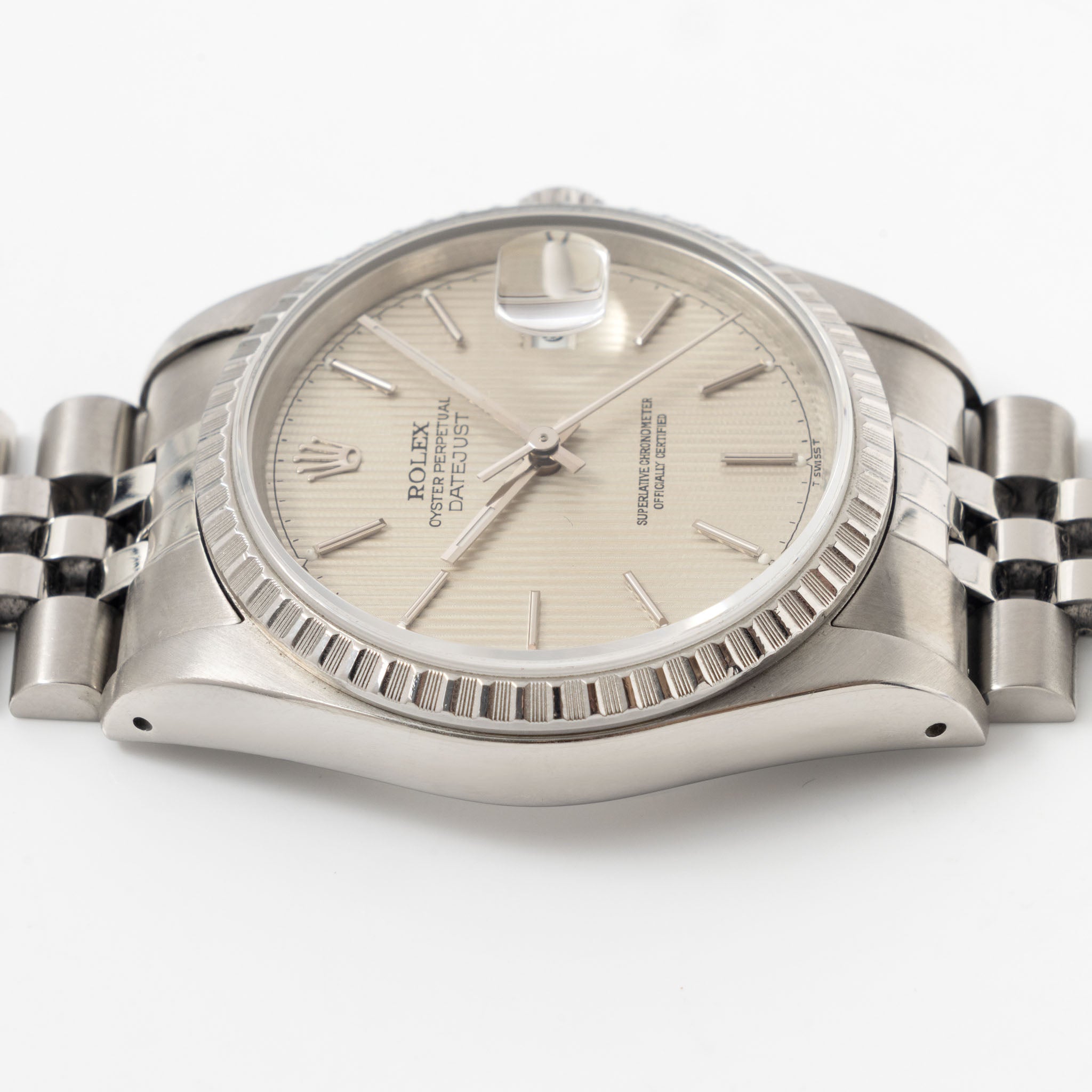 Rolex Datejust 16220 Silver Tapestry Dial 