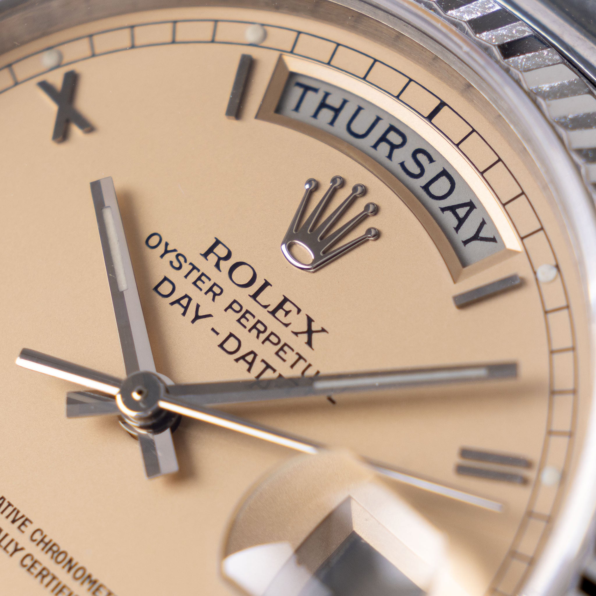 Rolex Day-Date 18039 Salmon Dial in 18k White Gold Box and Paper Set